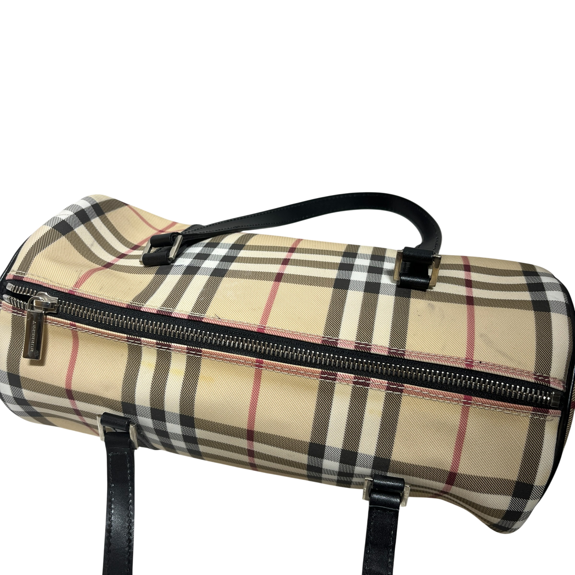 BURBERRY/Hand Bag/Plaid/Nylon/BEG/Haymarket Barrel view 4