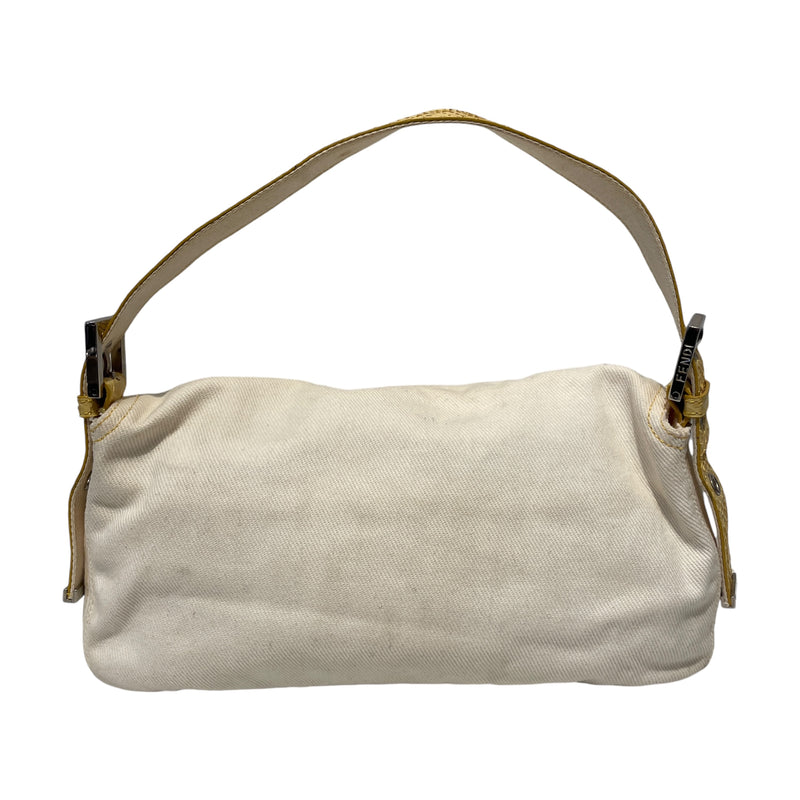 FENDI/Hand Bag/Cotton/YEL/SNAKESKIN TRIM BAGUETTE