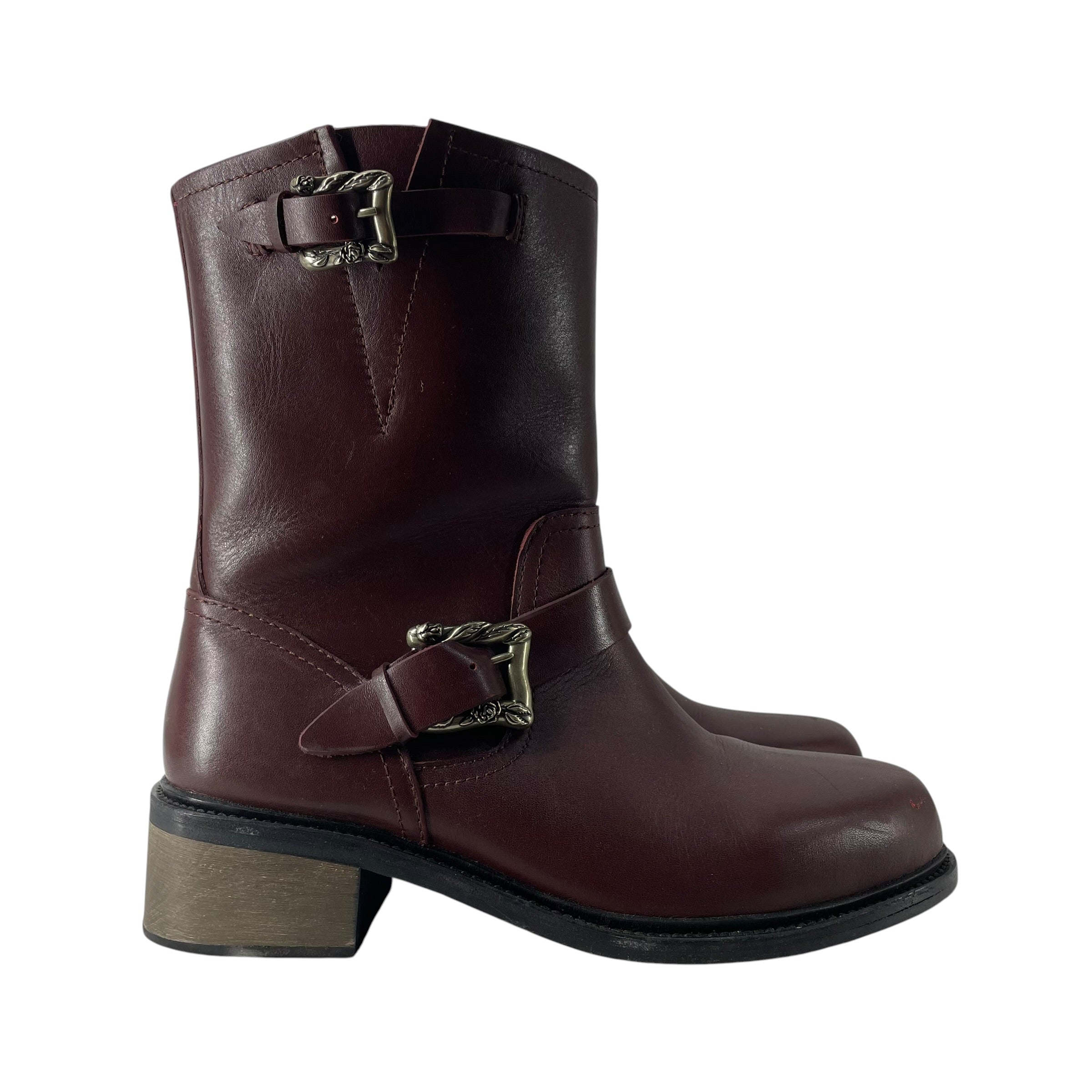 enfants riches deprimes/Cowboy Boots/EU 46/Leather/RED/BELT BUCKLE CLOSER view 2