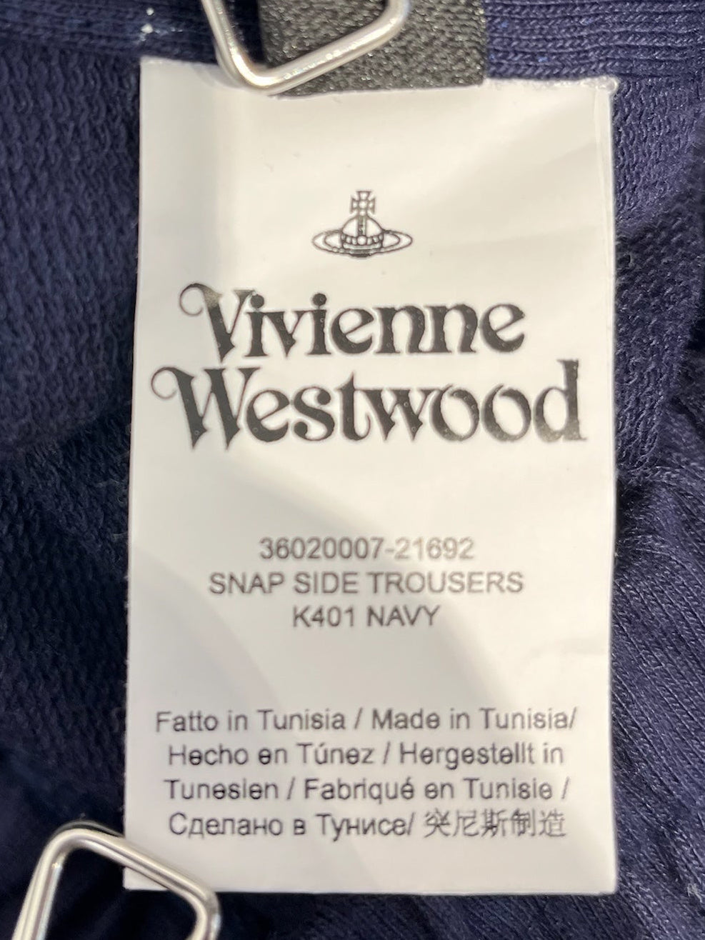 Vivienne Westwood/Straight Pants/XS/Cotton/NVY/Joggers/SNAP OFF SIDE TROUSERS view 4