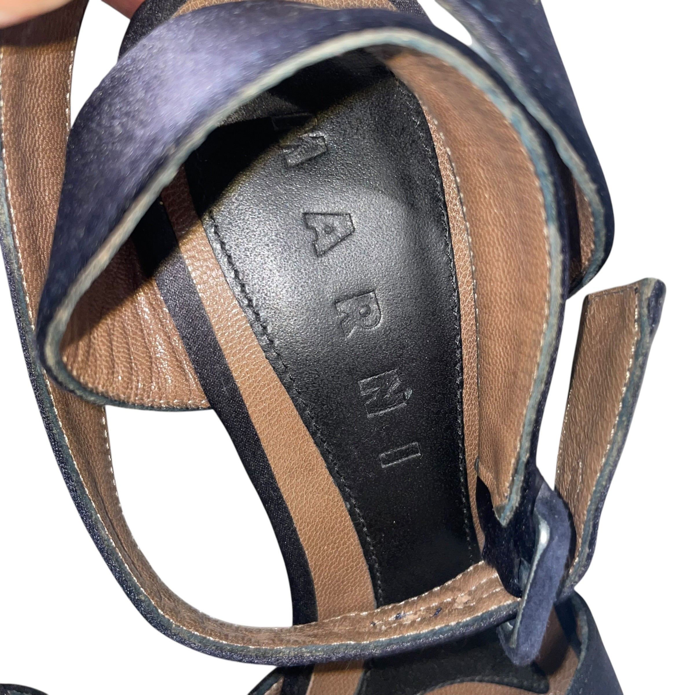 MARNI/Heels/US 6/BLK/MARNI VELOUR HEELS WOOD BOTTOM view 3