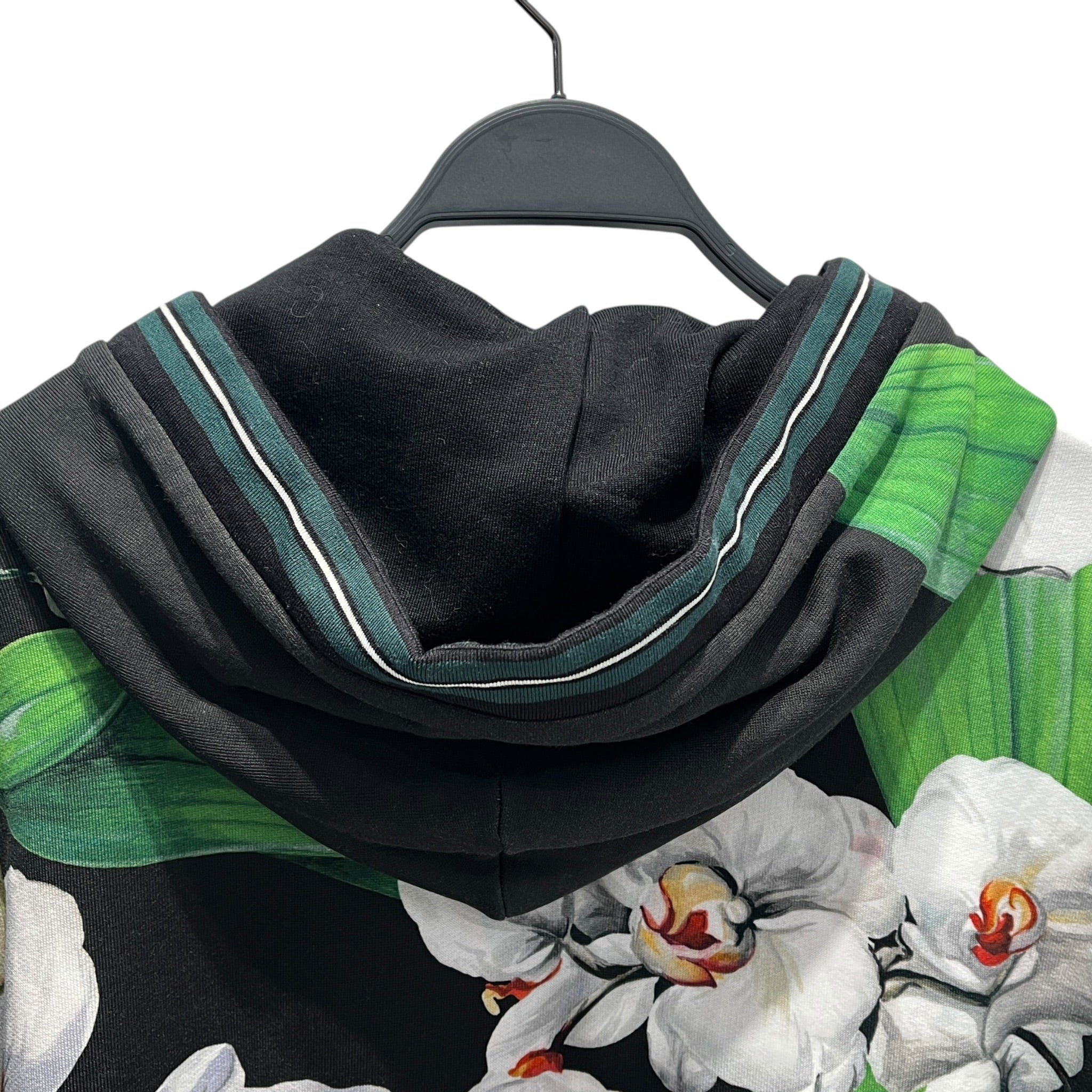 DOLCE&GABBANA/Hoodie/54/Floral Pattern/Cotton/BLK/ELEGANT ORCHID FLORAL HOODIE view 4