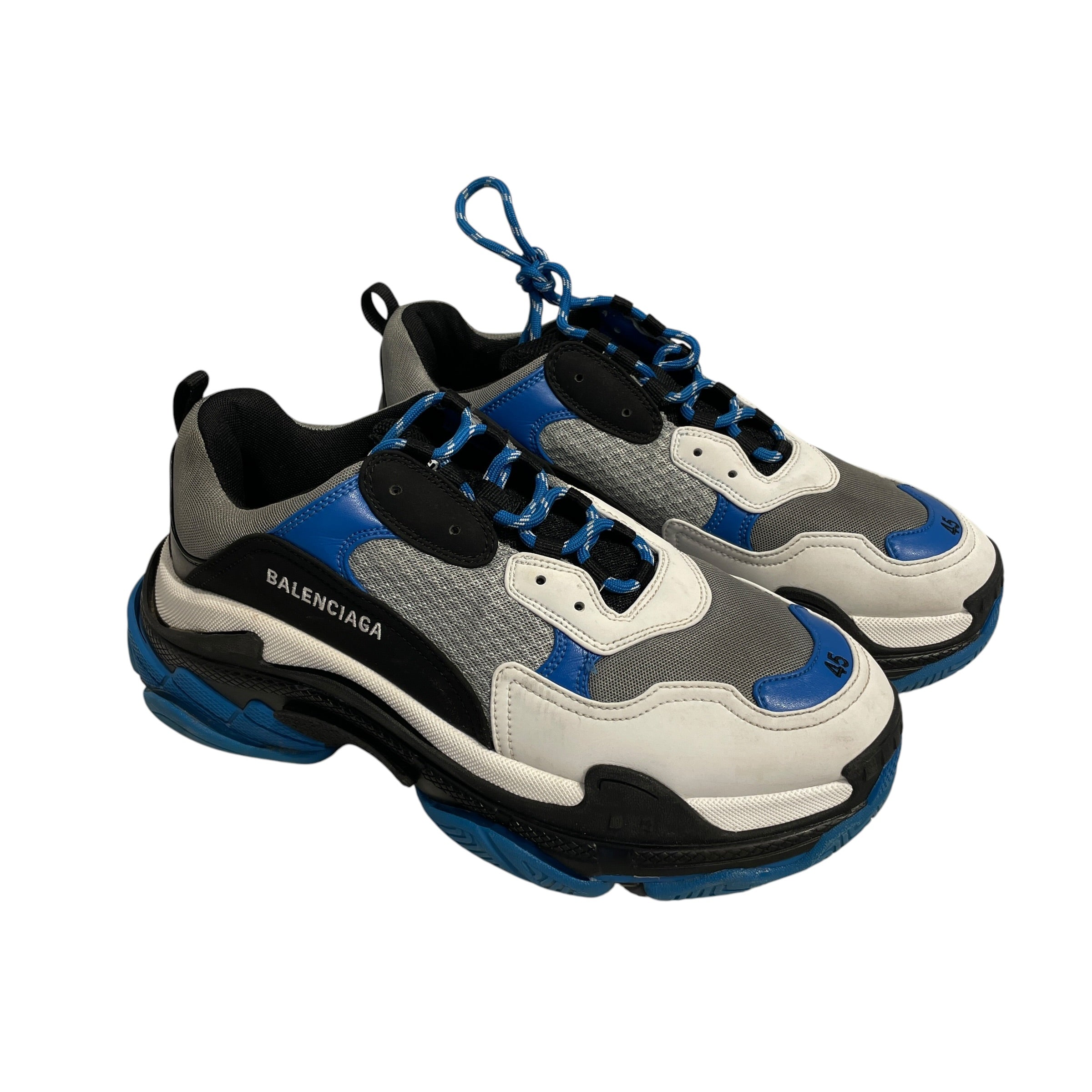 BALENCIAGA/Low-Sneakers/EU 45/Leather/BLU/TRIPLE S view 1