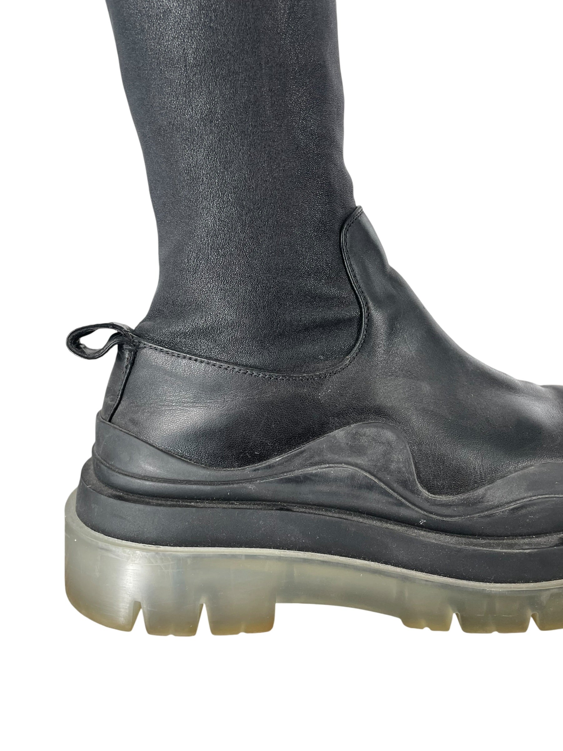 BOTTEGA VENETA/Long Boots/EU 38/Leather/BLK/KNEE HIGH BOOT view 3