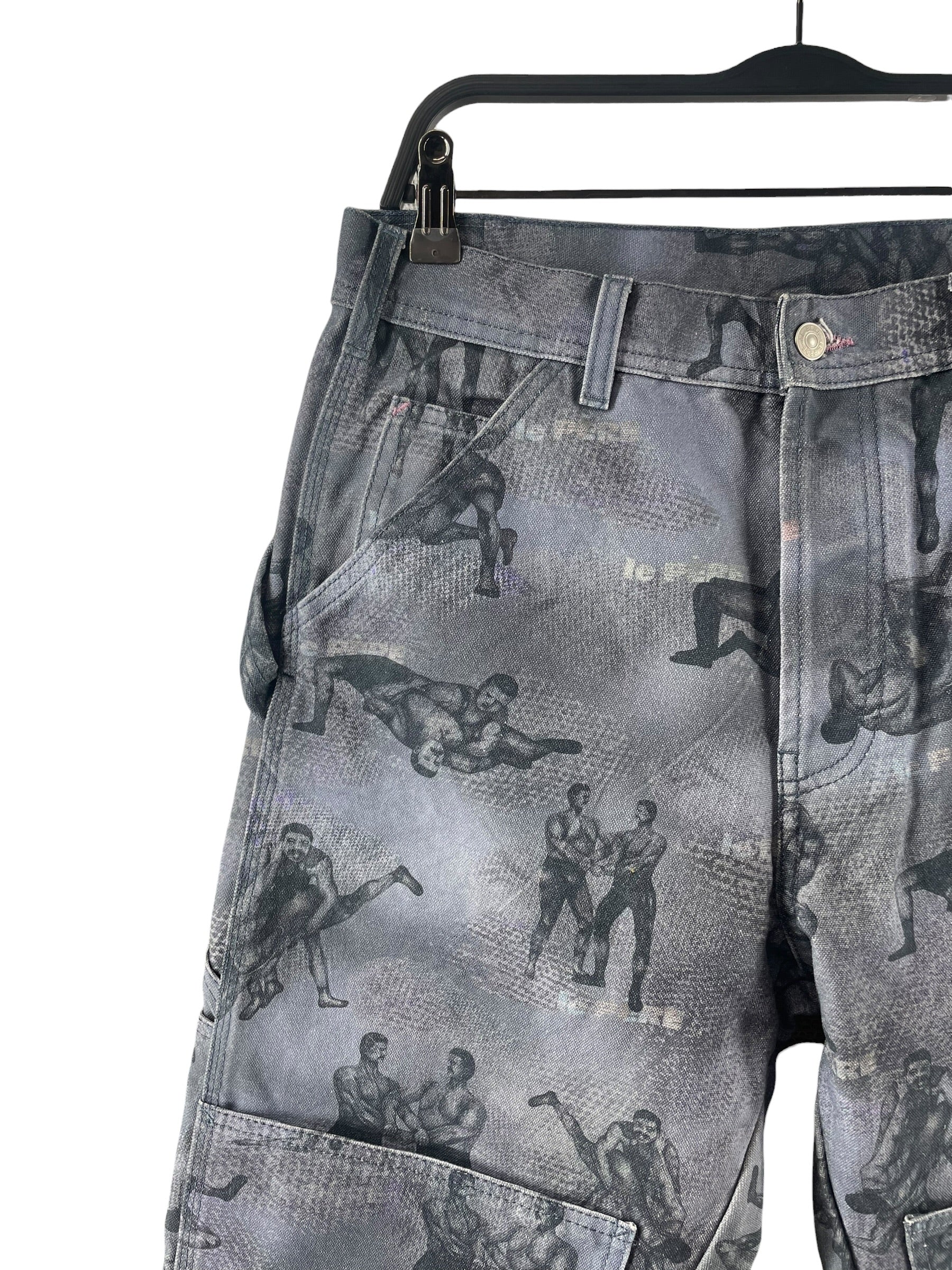 LE PERE/Straight Pants/30/Cotton/GRY/All Over Print/WRESTLING DENIM view 3
