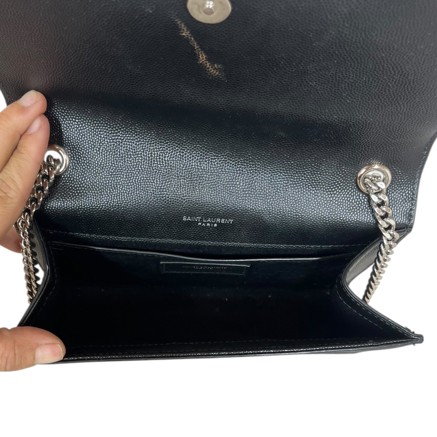 YVES SAINT LAURENT/Cross Body Bag/Leather/BLK/KATE BAG W/ CHAIN STRAP view 6