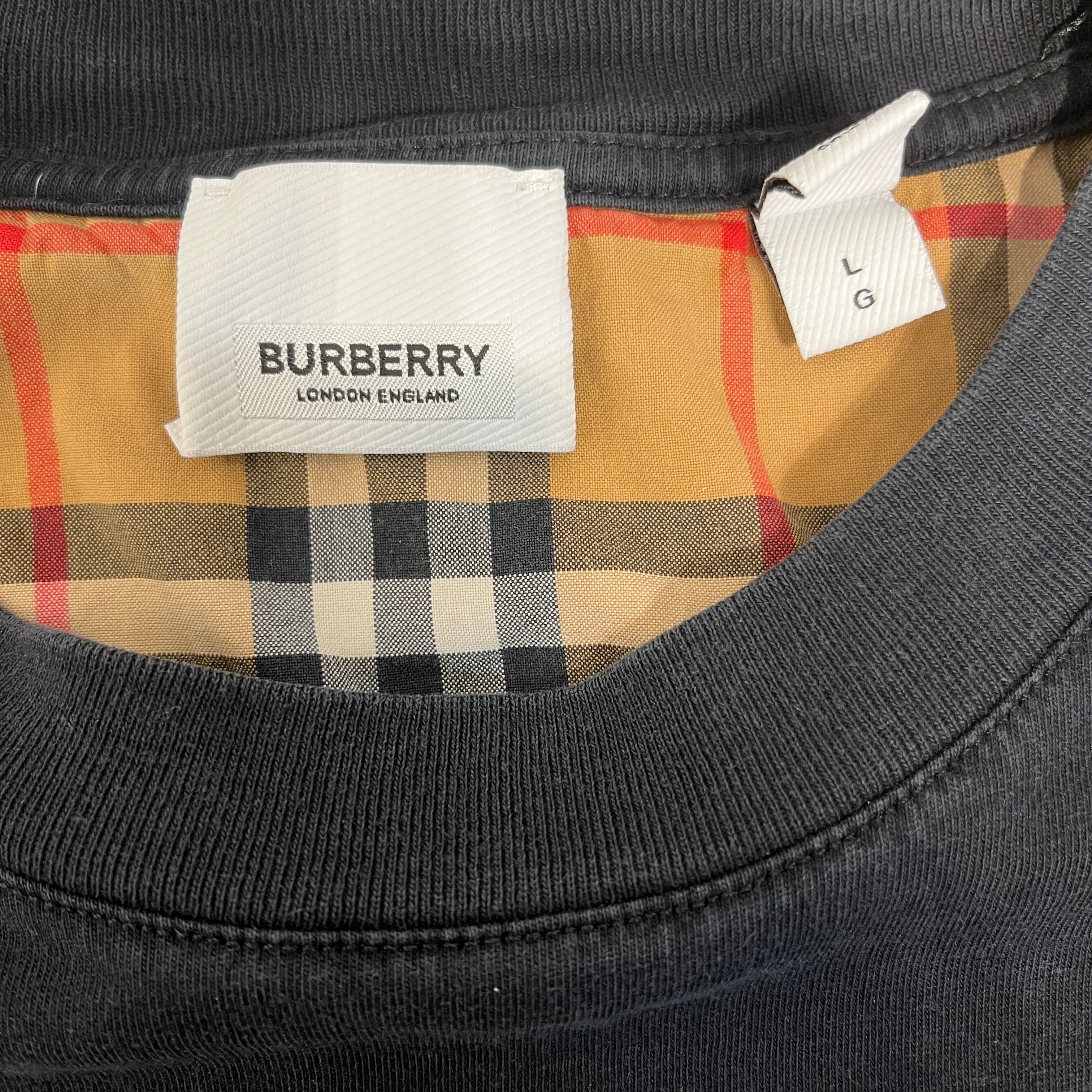 BURBERRY/T-Shirt/L/Cotton/BLK/Border/Burberry Dresshirt Sleeves view 3