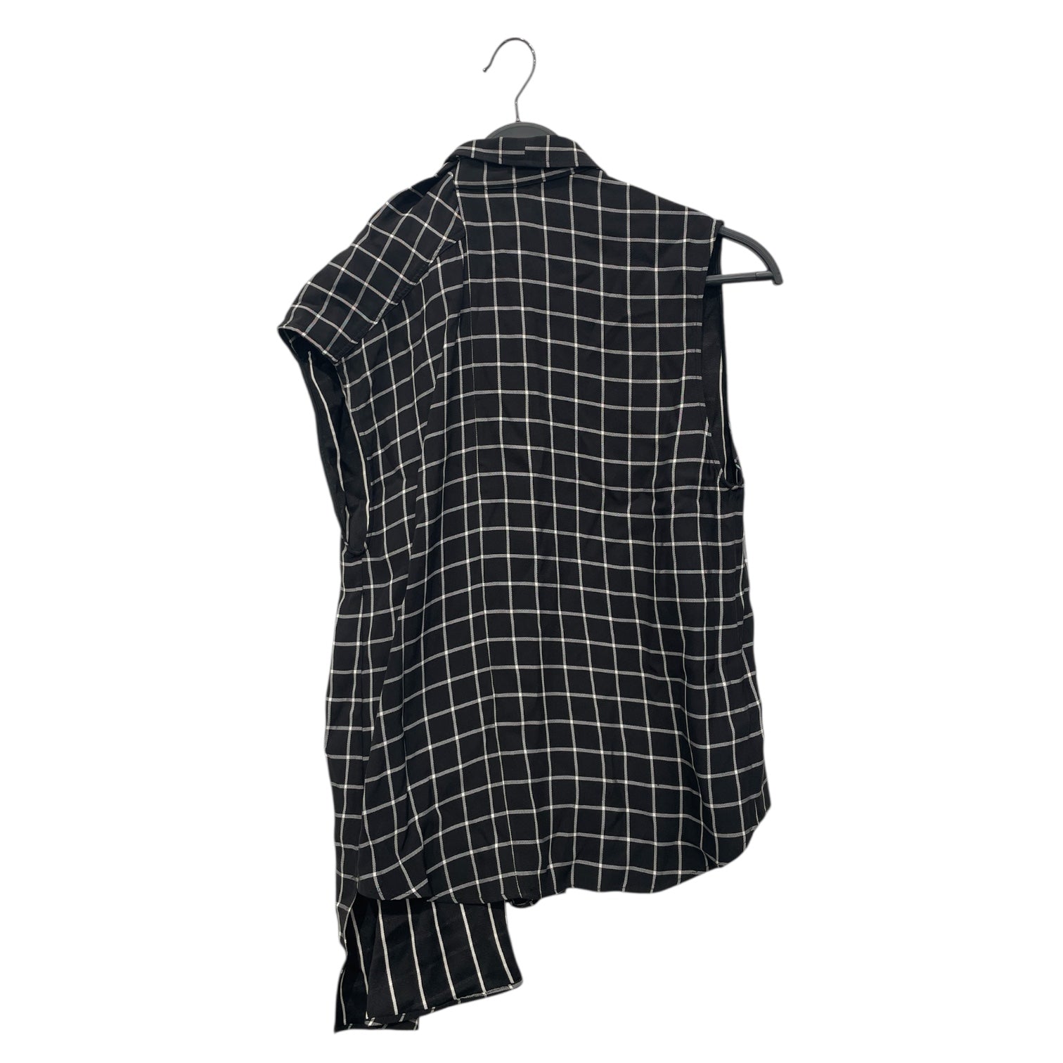 BALENCIAGA/SL Blouse/34/Plaid/Polyester/BLK/WHT STRIPE ASYMETRIC TOP view 2