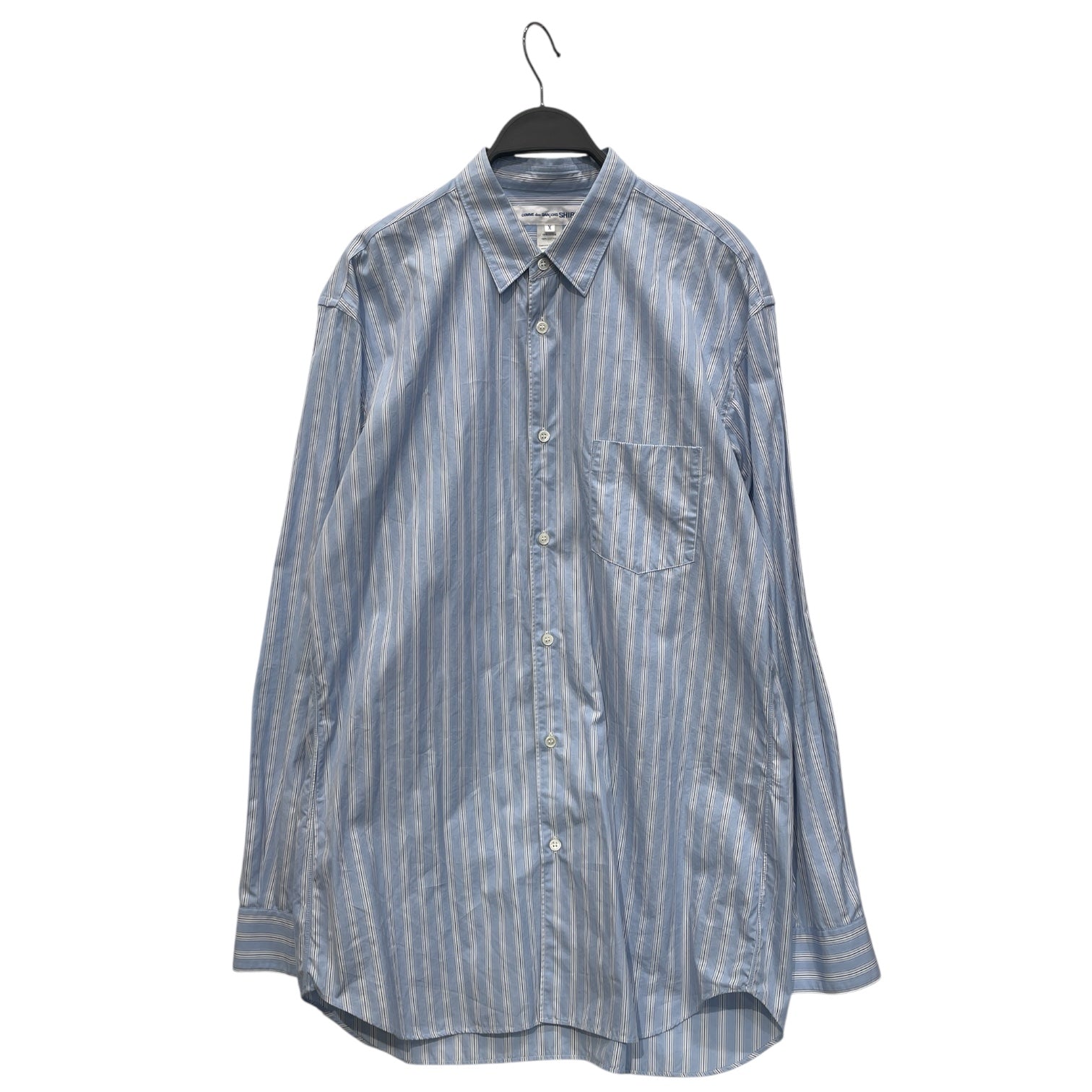 COMME des GARCONS/LS Shirt/1X/Cotton/BLU/Stripe/COLLAR/BLU&WHT STRIPE view 1