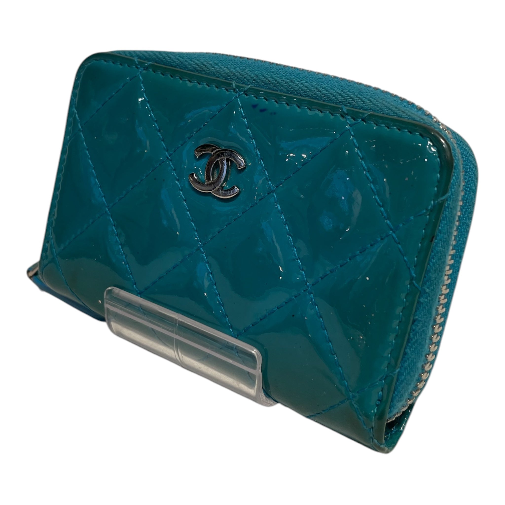 CHANEL/Wallet/Leather/BLU/Patent leather zip wallet view 1