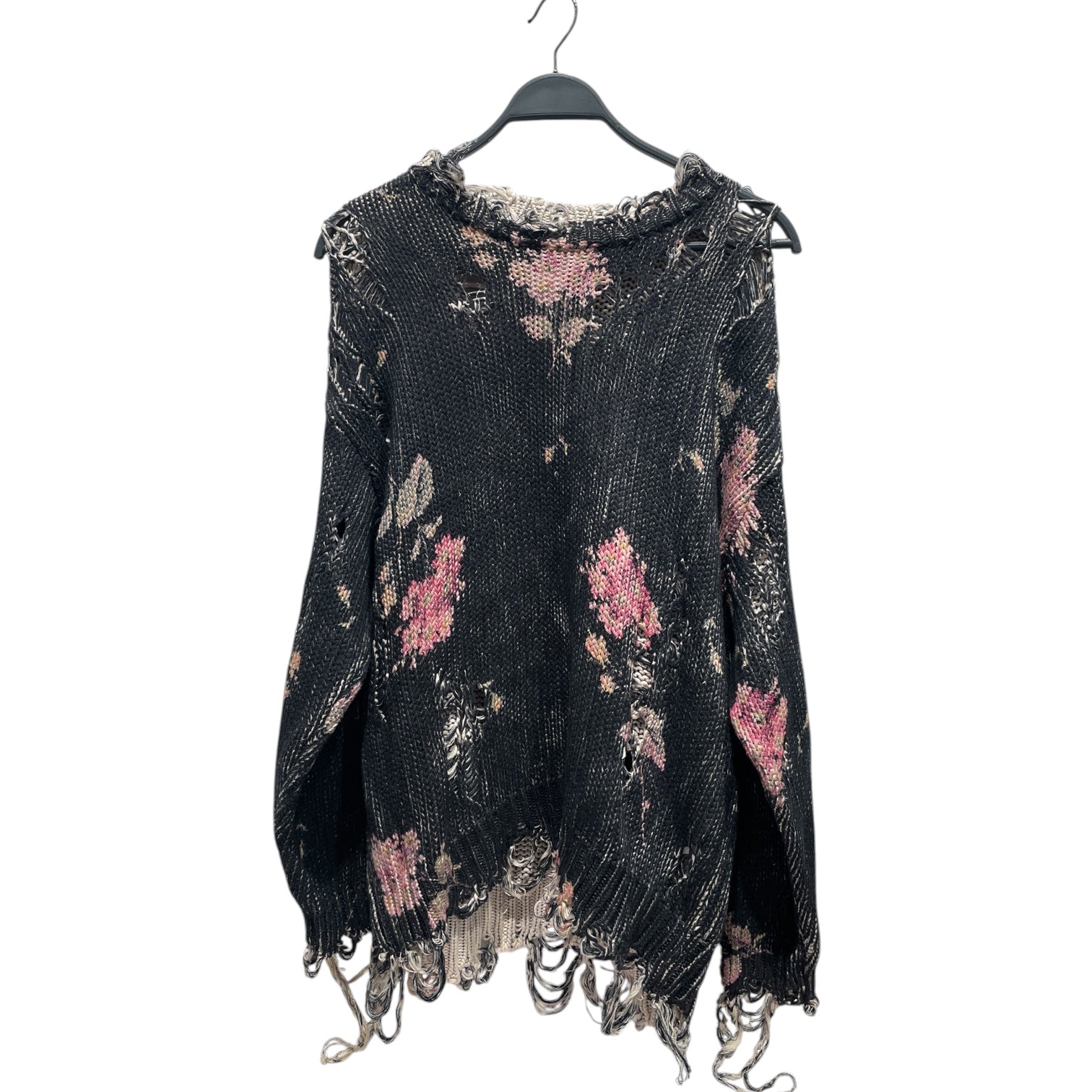 R13/Heavy Sweater/XS/Floral Pattern/Cotton/BLK/Floral Distress view 1