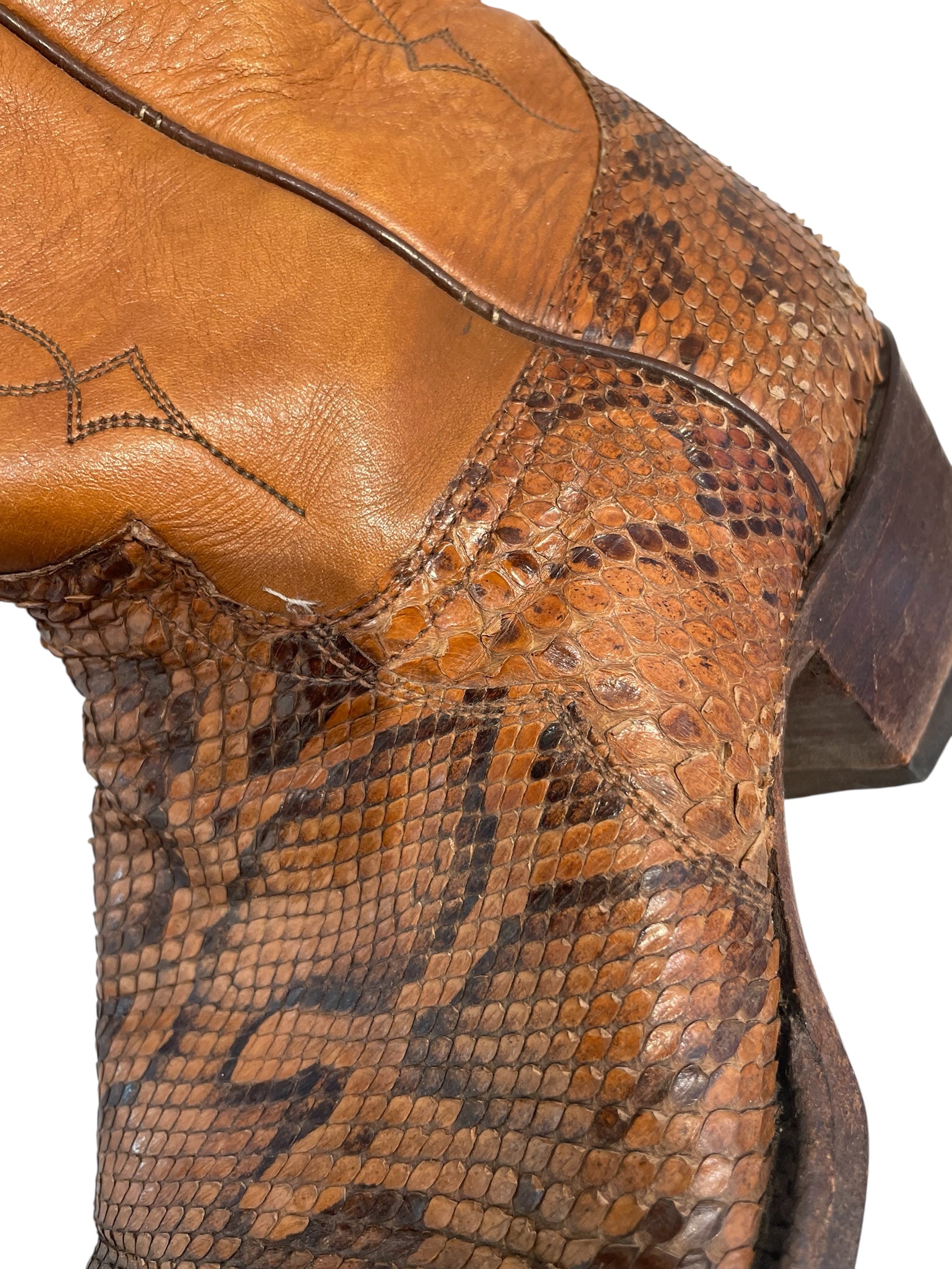 VINTAGE /Cowboy Boots/US 8.5/Animal Pattern/Leather/CML/REAL SNAKE SKIN view 4