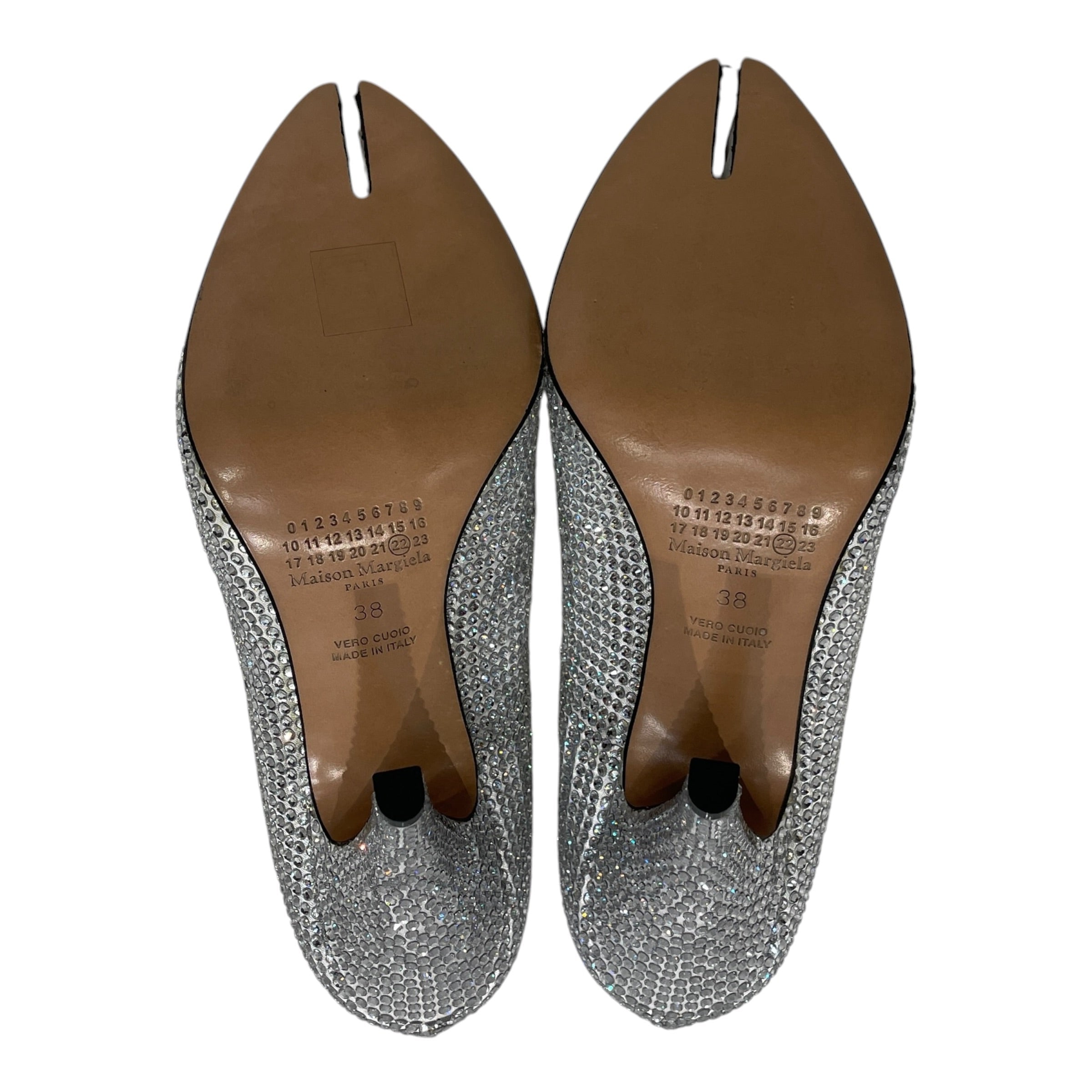Maison Margiela/Heels/EU 38/Glitter/SLV/V-Tip/RHINESTONE TABI PUMPS view 4