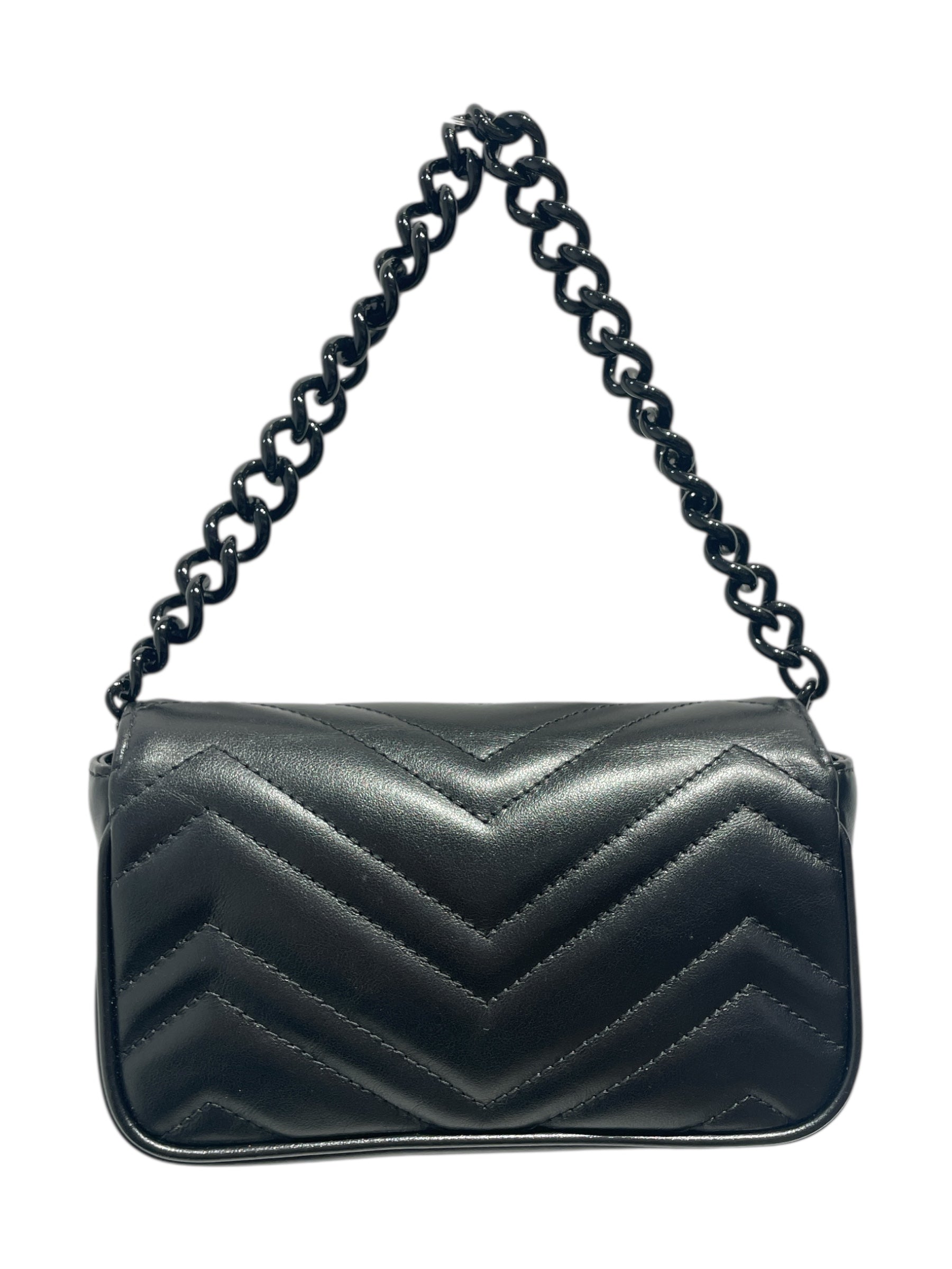 GUCCI/Cross Body Bag/Leather/BLK/Marmont Flap Mini Bag view 2