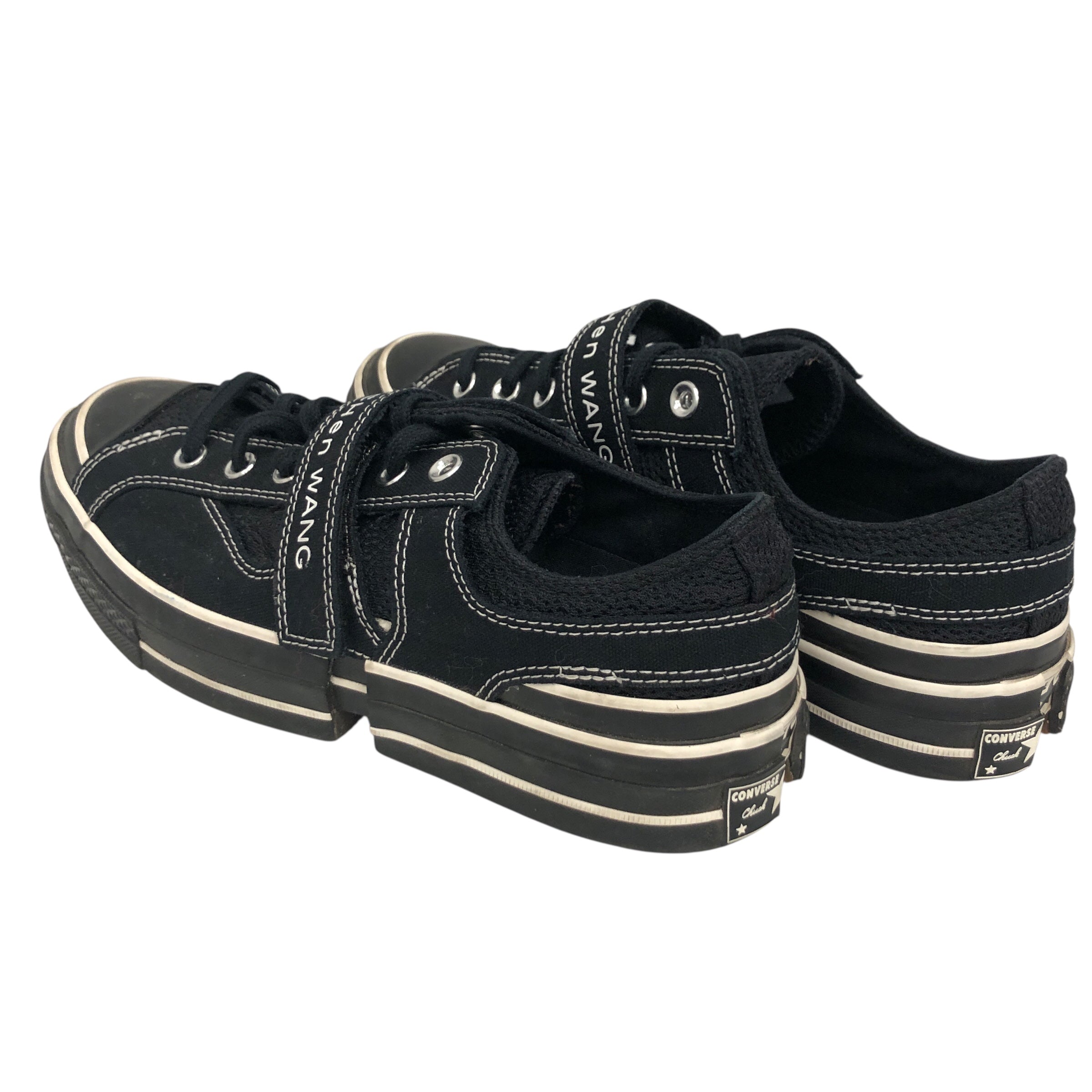 Feng Chen Wang/CONVERSE/Low-Sneakers/US 7.5/Cotton/BLK/split black and white view 2