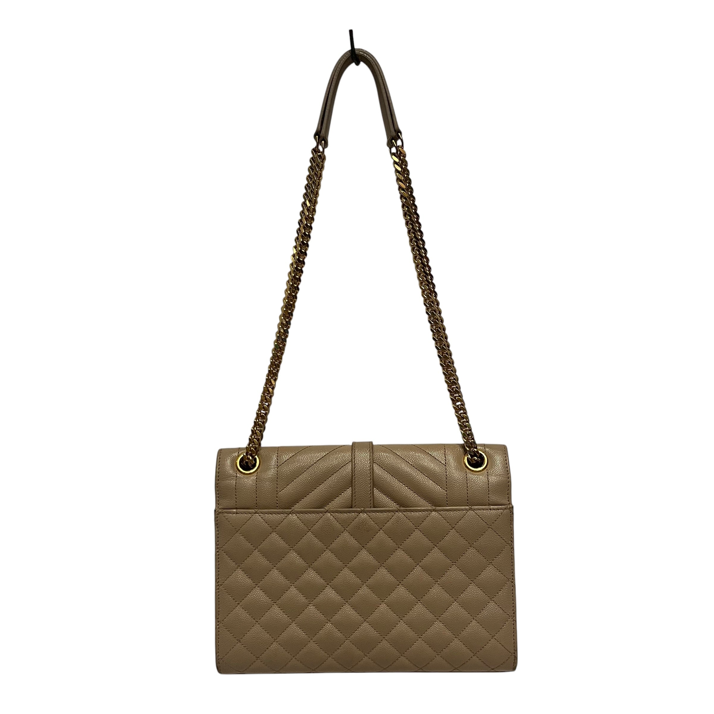 YVES SAINT LAURENT/Cross Body Bag/Leather/BEG/Quilted Envelope Medium view 3