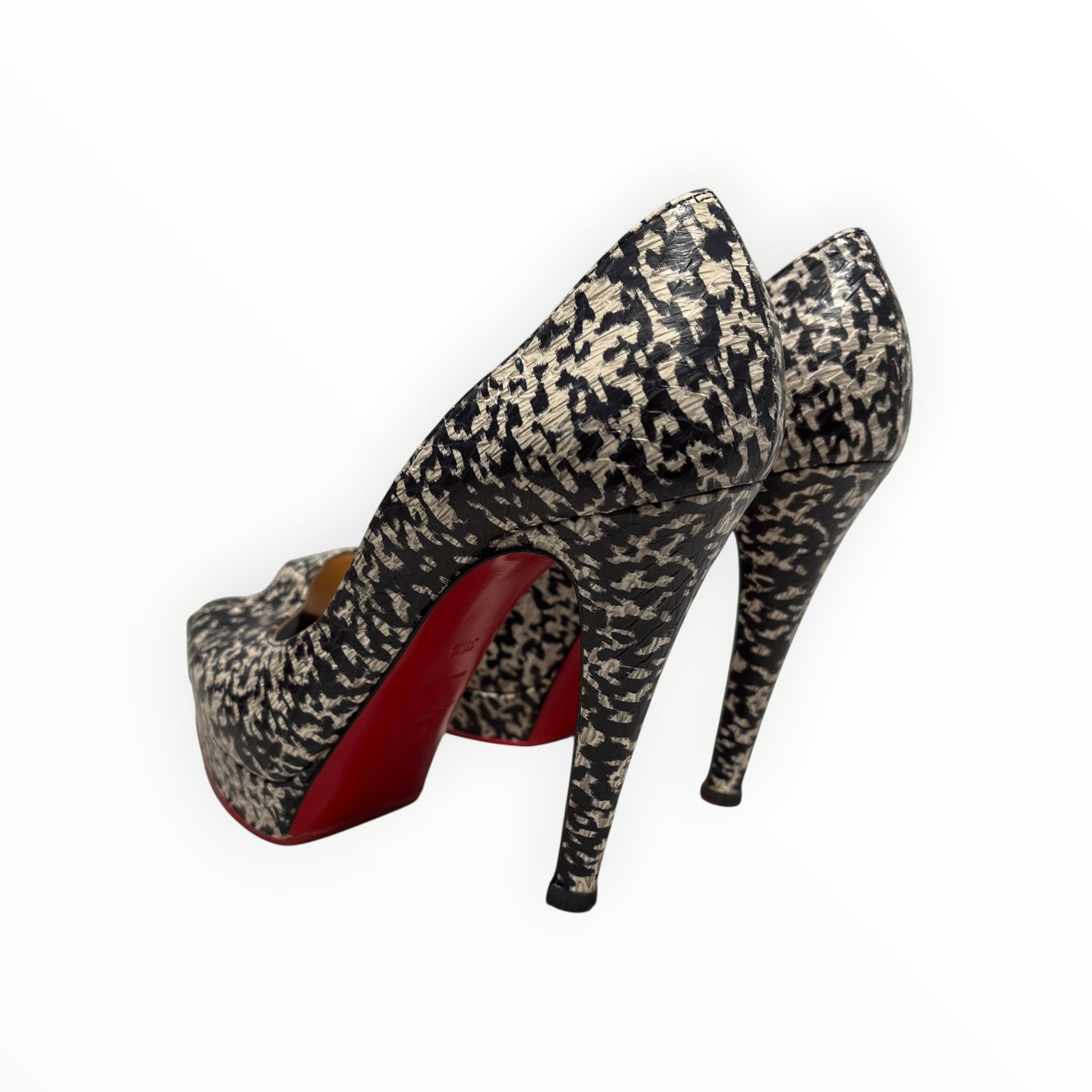 Christian Louboutin/Heels/EU 36.5/Animal Pattern/BLK/PYTHON MONOGRAM view 2