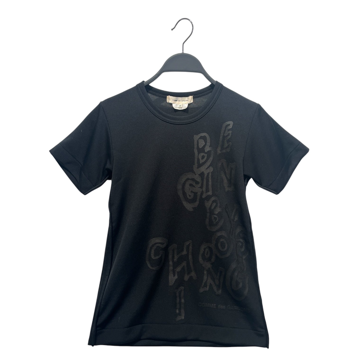 COMME des GARCONS/T-Shirt/XS/Graphic/Nylon/BLK/High Neck/Begin By Choosing Blk on Blk view 1