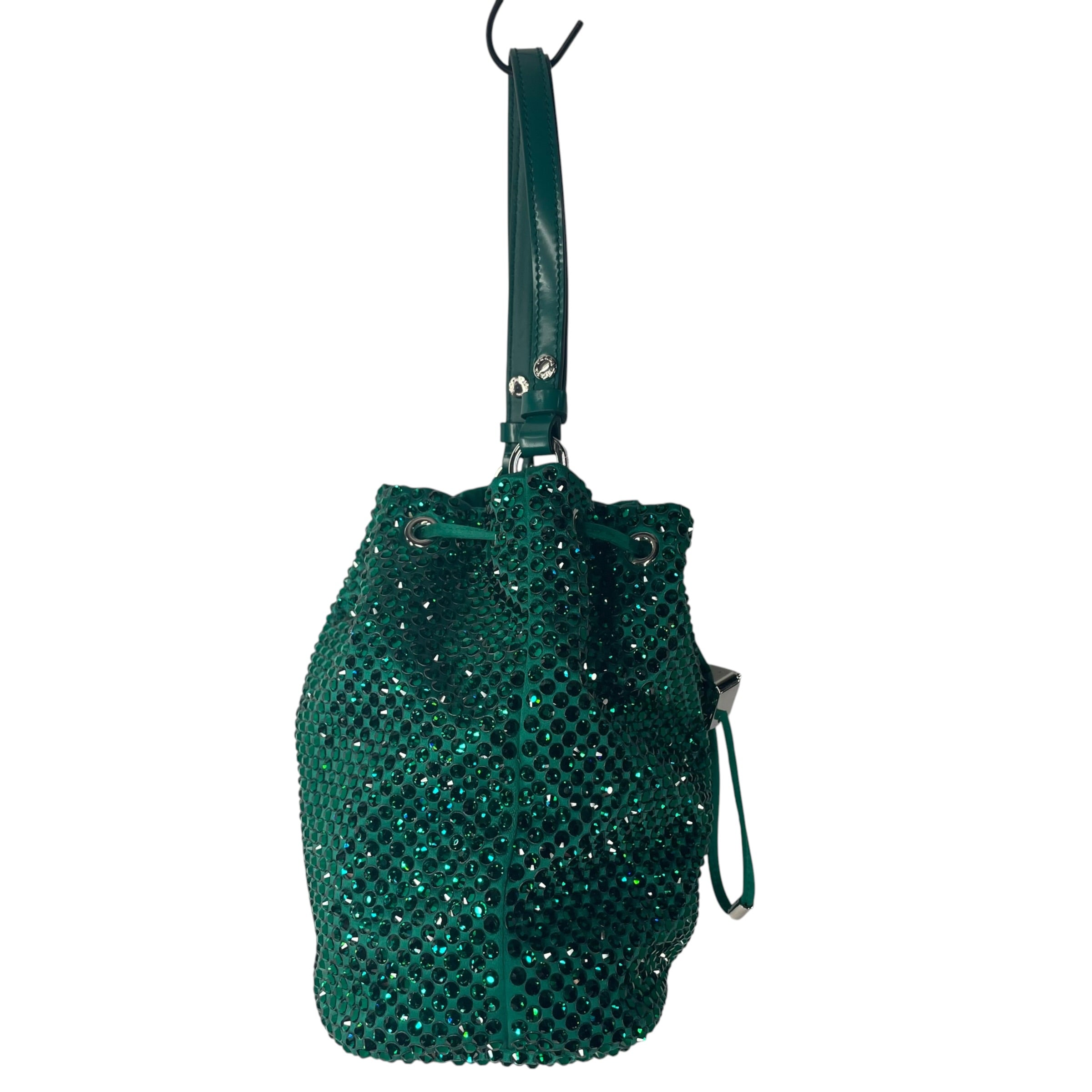 PRADA/Basket Bag/GRN/CRYSTAL STUDDED SATIN view 3