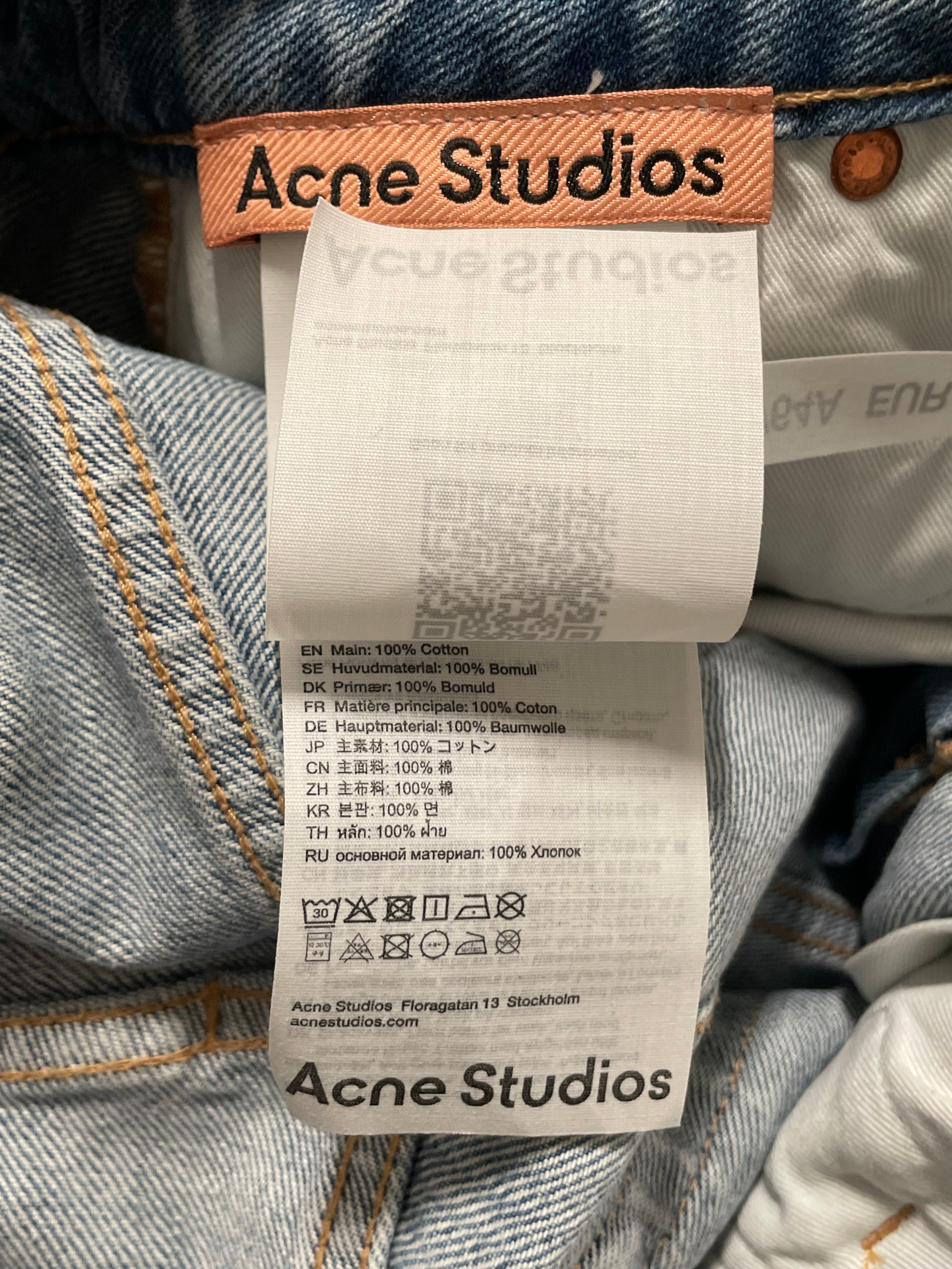 Acne Studios/Wide Leg Pants/34/Cotton/BLU/PRINTED  BELT view 3