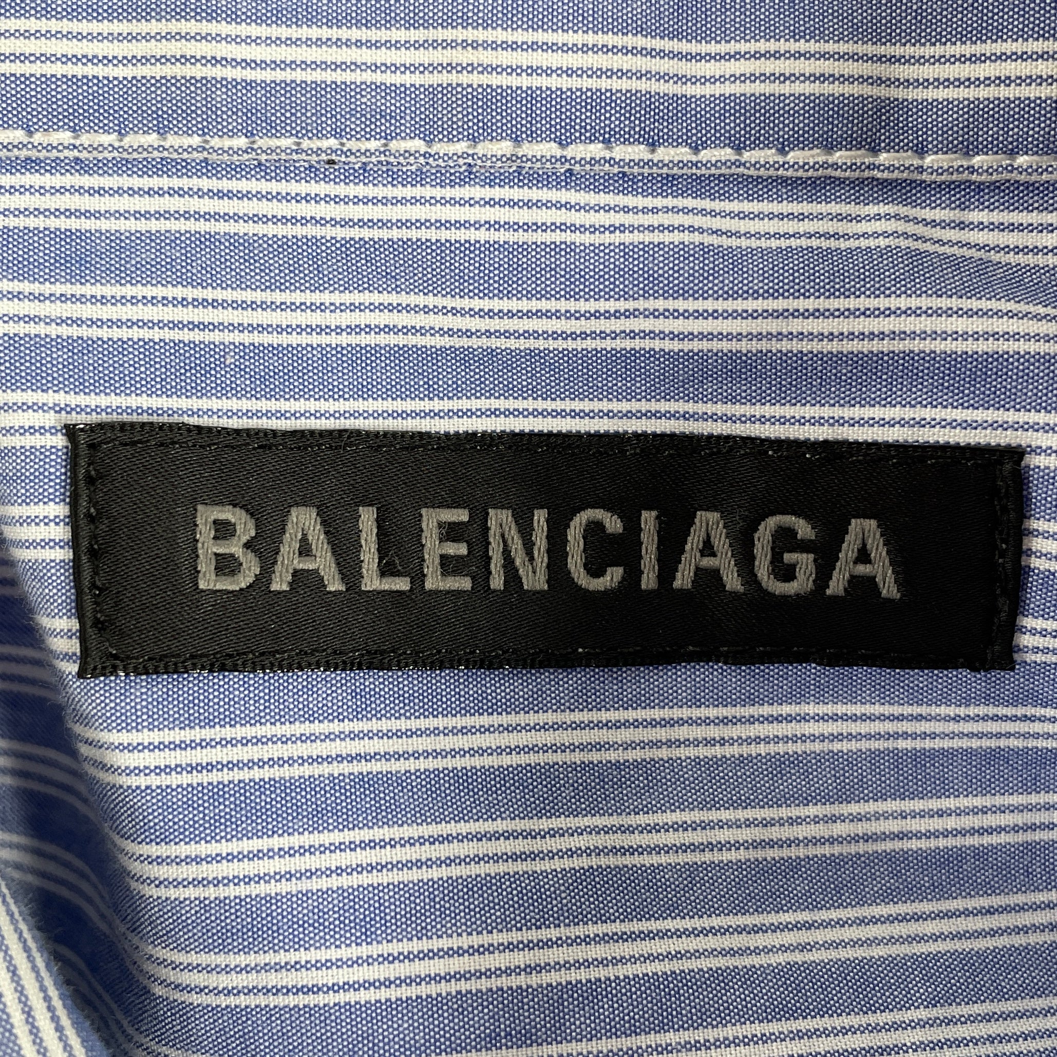 BALENCIAGA/SL Blouse/42/Stripe/Cotton/BLU/UPSIDE DOWN HALTER BUTTON UP view 3