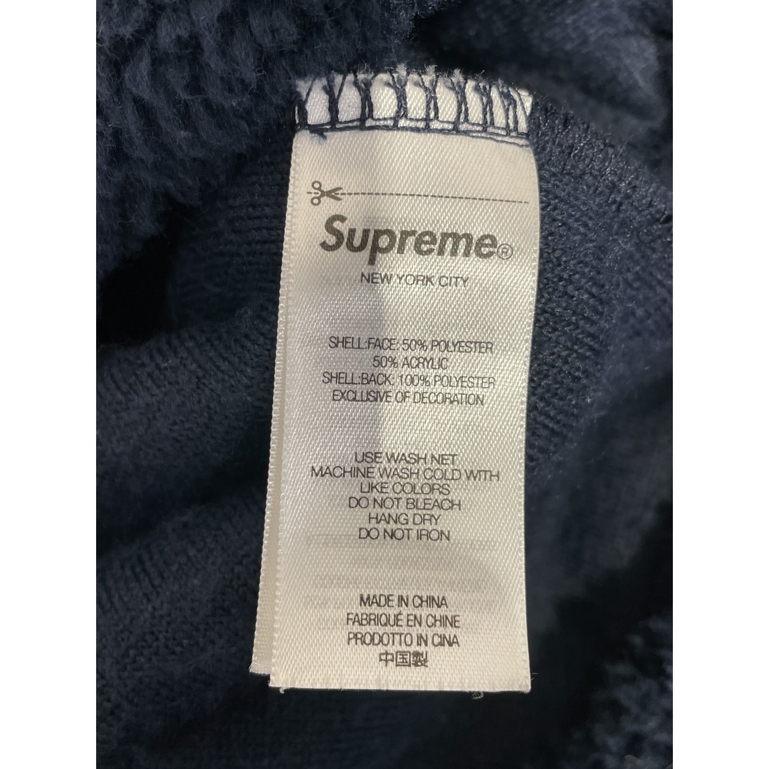 Supreme/Fleece Jkt/S/Polyester/NVY/FLEECE ARM LOGO view 4