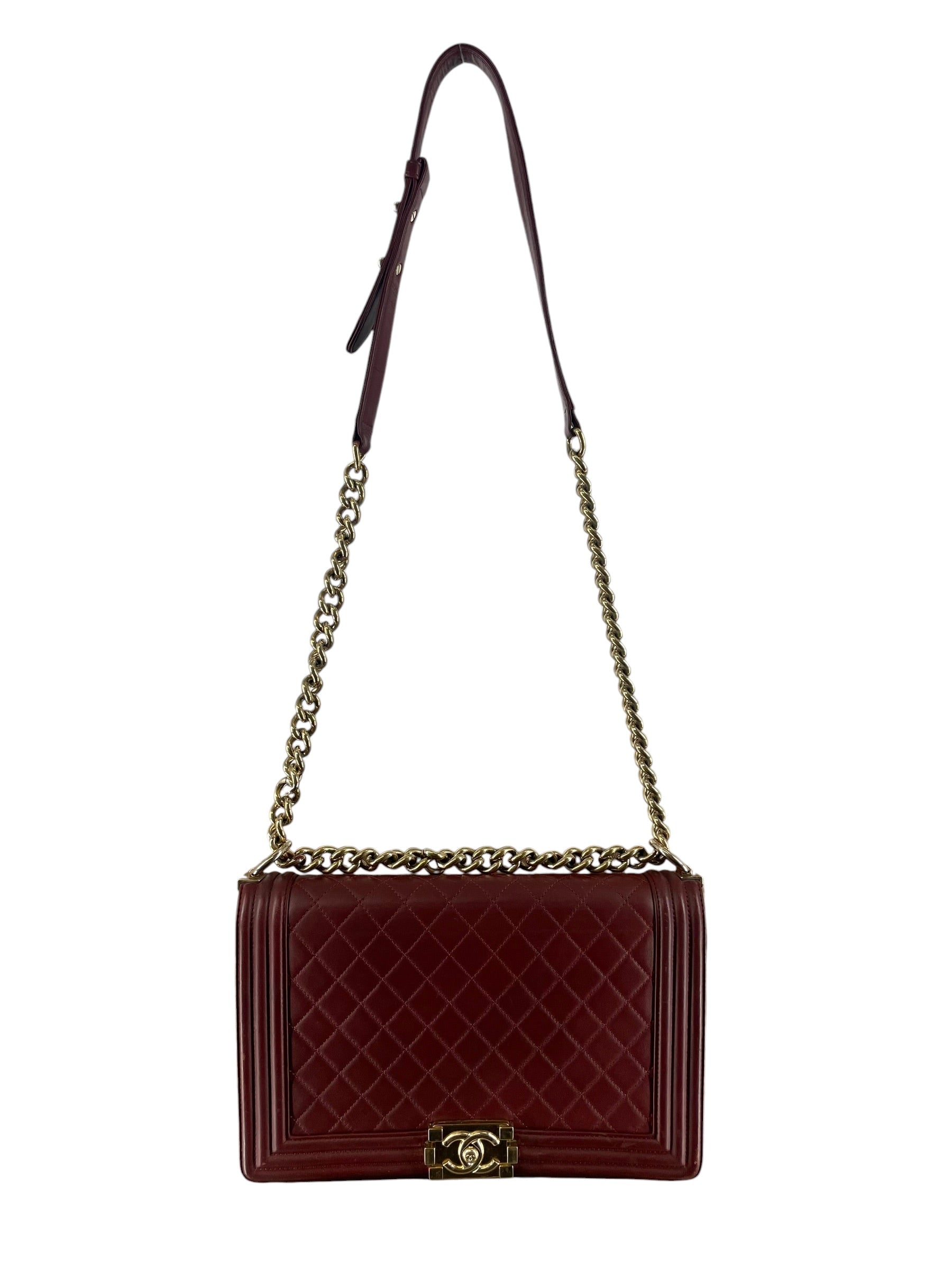 CHANEL/Hand Bag/Border/Leather/BRD/QUILTED LARGE BOY BAG view 1