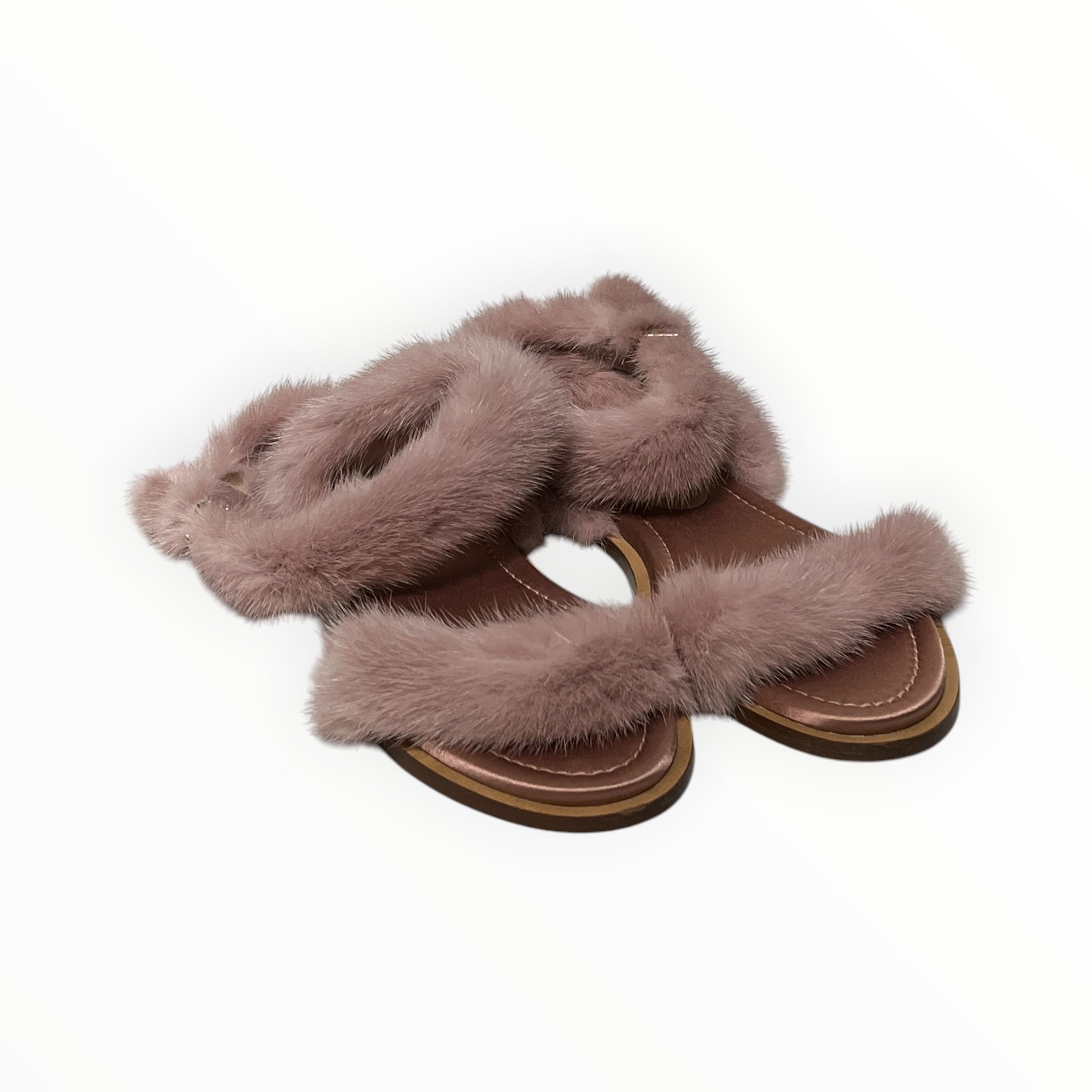 VALENTINO GARAVANI/Sandals/EU 37.5/Fur/PNK/ view 1