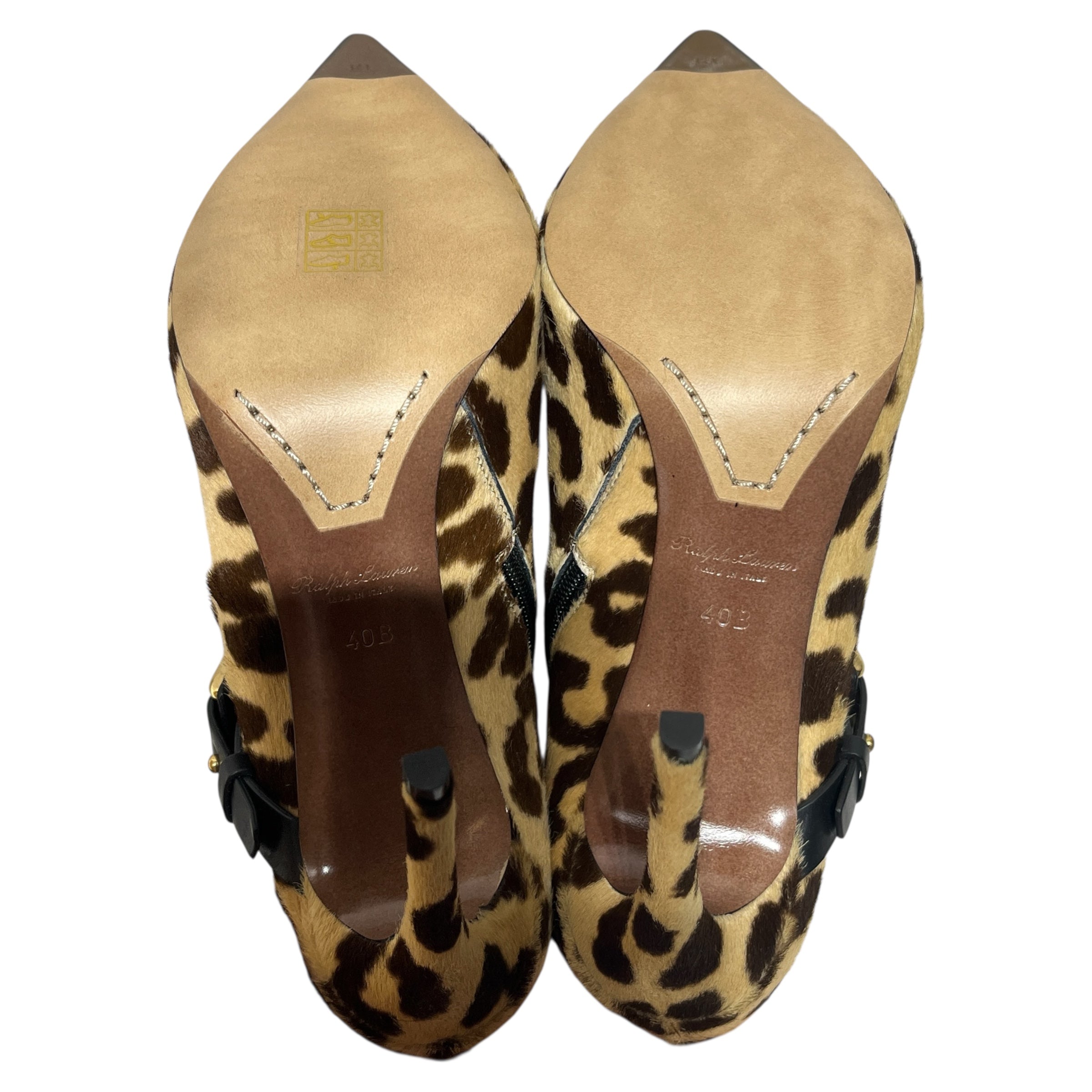 RALPH LAUREN PURPLE LABEL/Booties/EU 40/Leopard/Fur/BEG/POINTED TOE HEELS view 3
