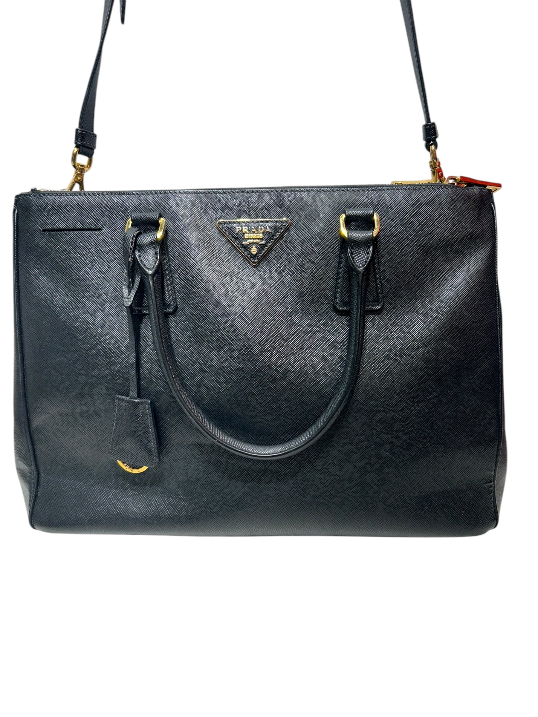 PRADA/Tote Bag/Leather/BLK/SAFFIANO LEATHER BAG view 9