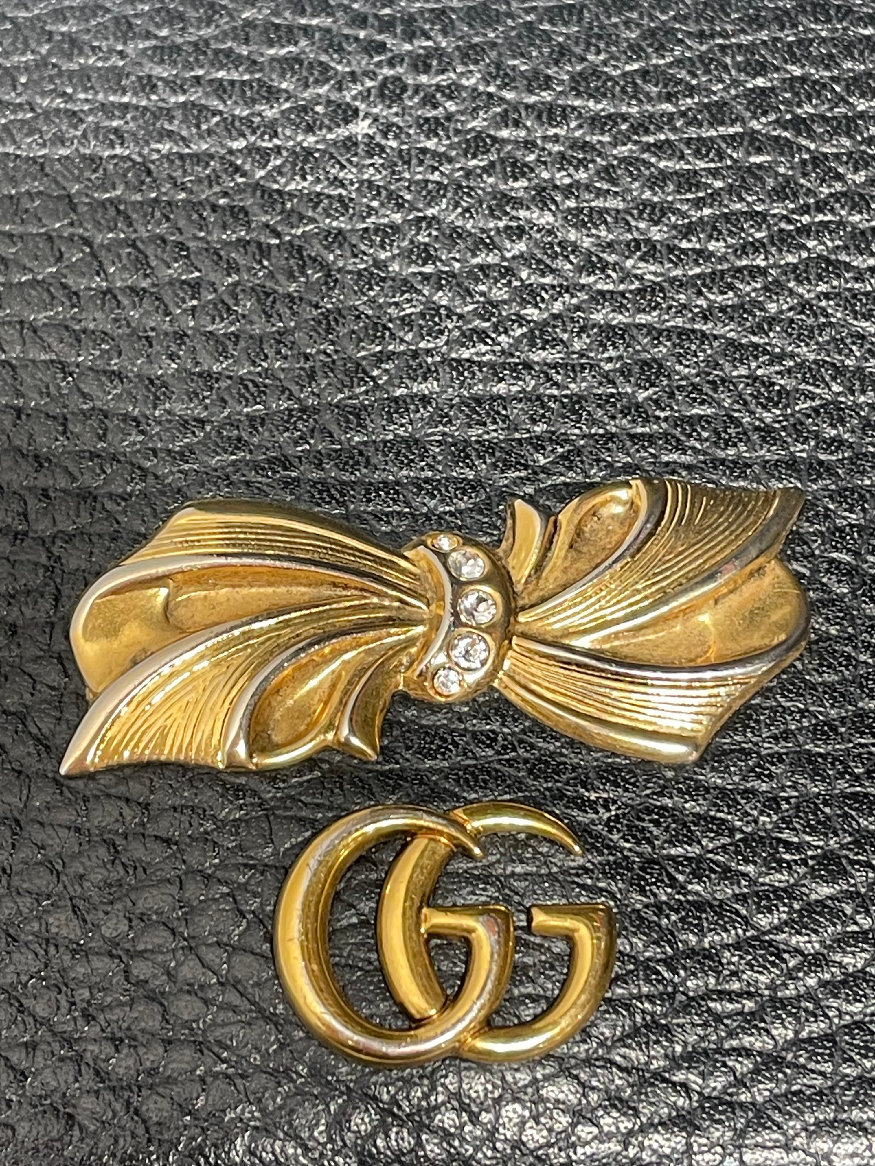 GUCCI/Cross Body Bag/Leather/BLK/Bow Wallet On Chain view 3