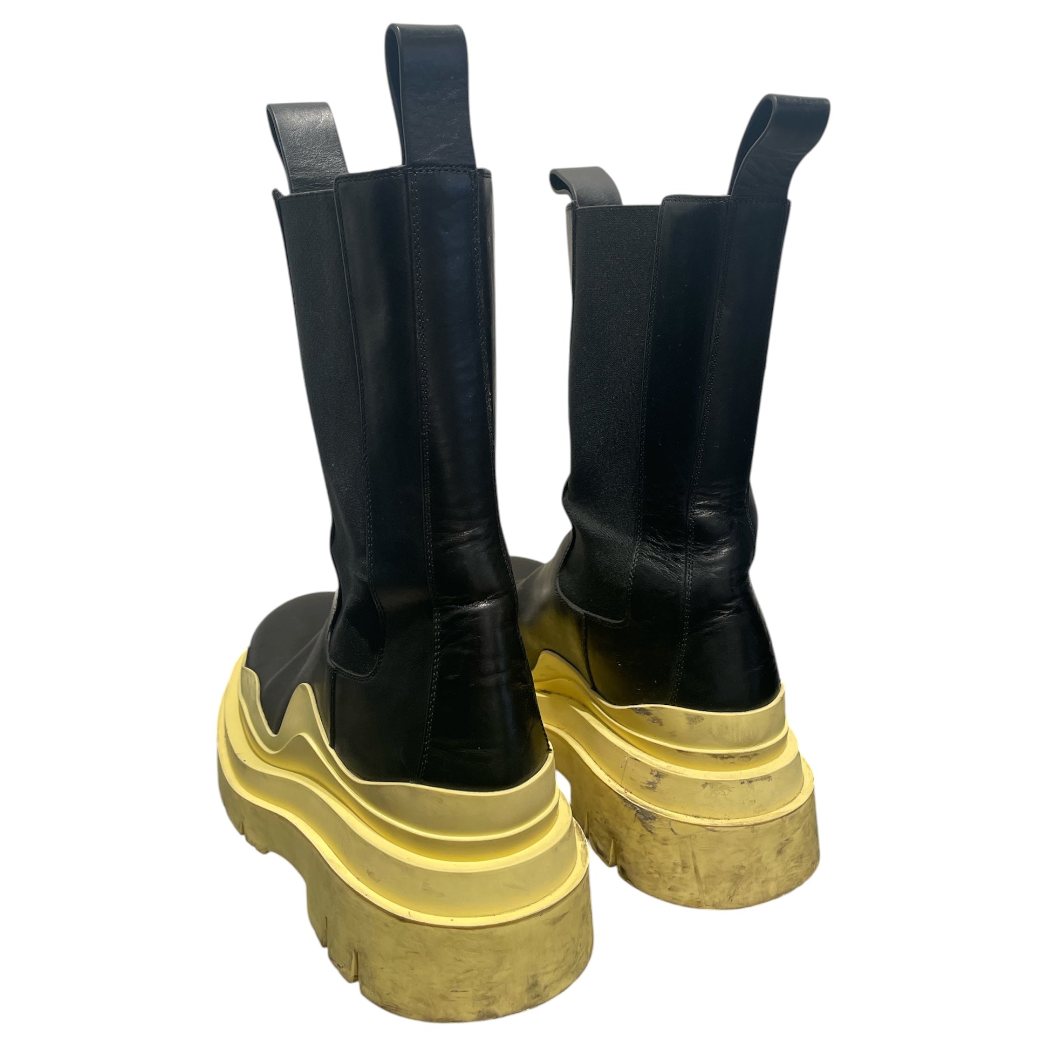 BOTTEGA VENETA/Long Boots/EU 38/Leather/BLK/Yellow Sole Chelsea Hi view 2
