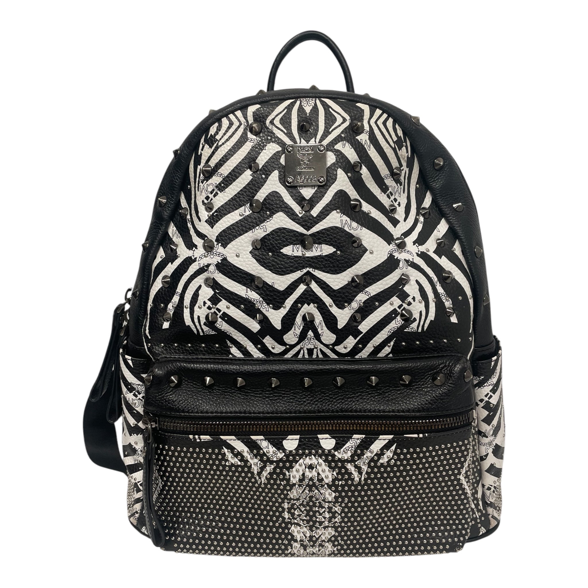 MCM/Backpack/All Over Print/Leather/WHT/ZEBRA STUD BAG view 1