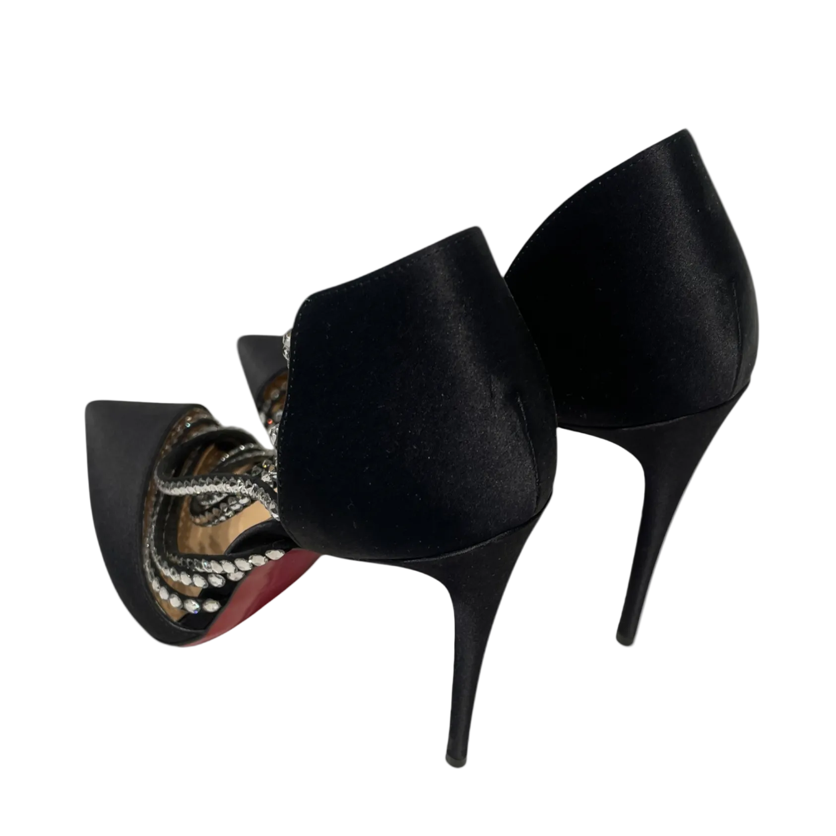 Christian Louboutin/Heels/EU 38.5/Silk/BLK/CRYSTAL SIDE DETAIL view 2