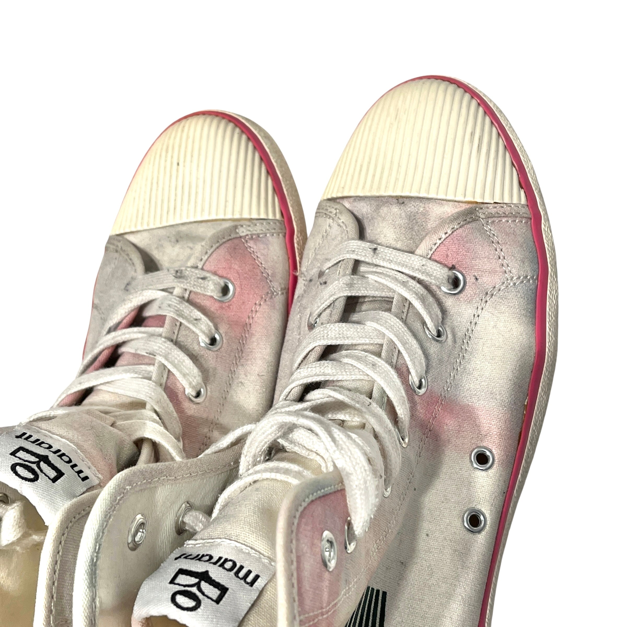 ISABEL MARANT/Hi-Sneakers/US 10/Graphic/Cotton/CRM/pink outline green logo view 11
