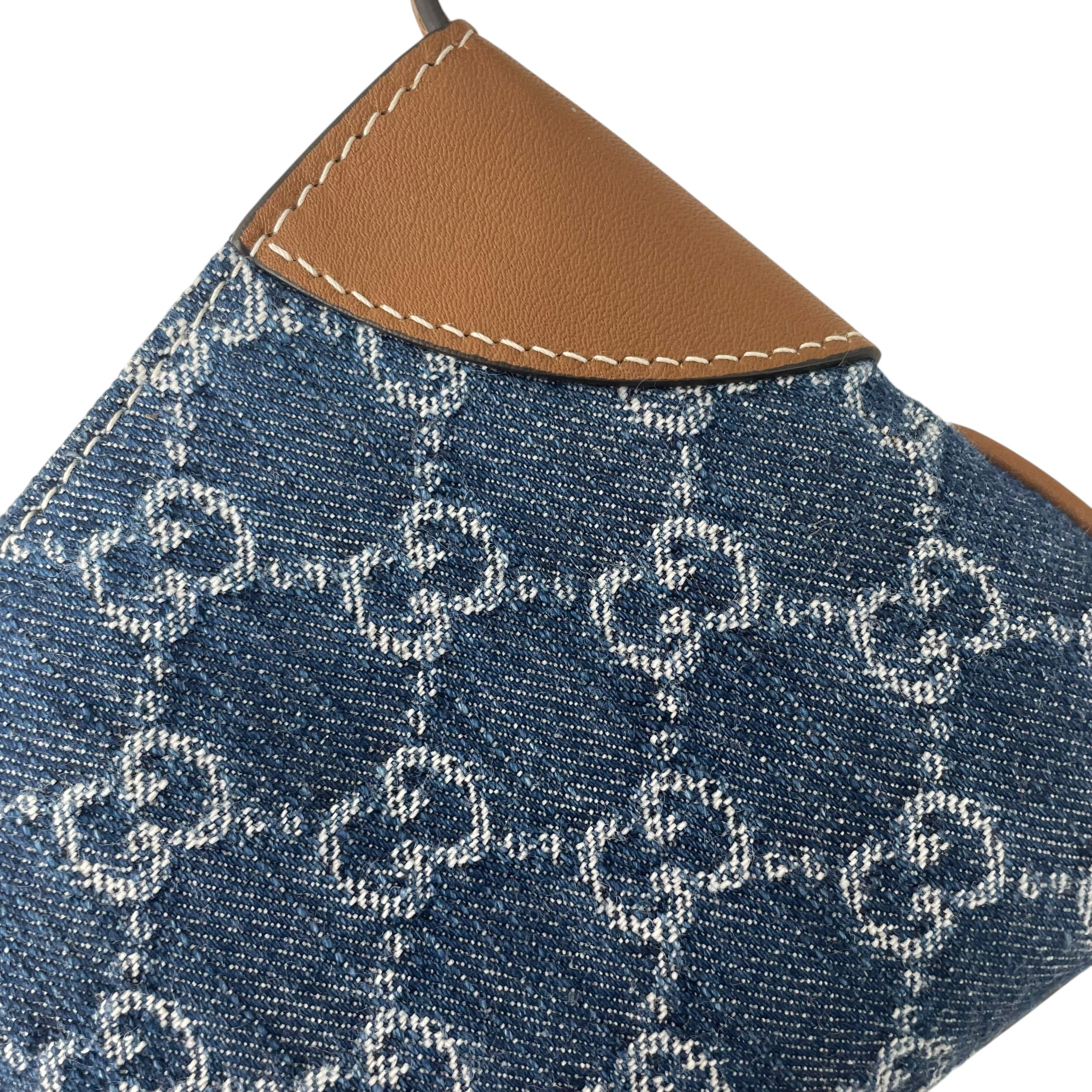 GUCCI/Hand Bag/Monogram/Denim/IDG/320696 LEATHER TRIM DENIM MONO view 7