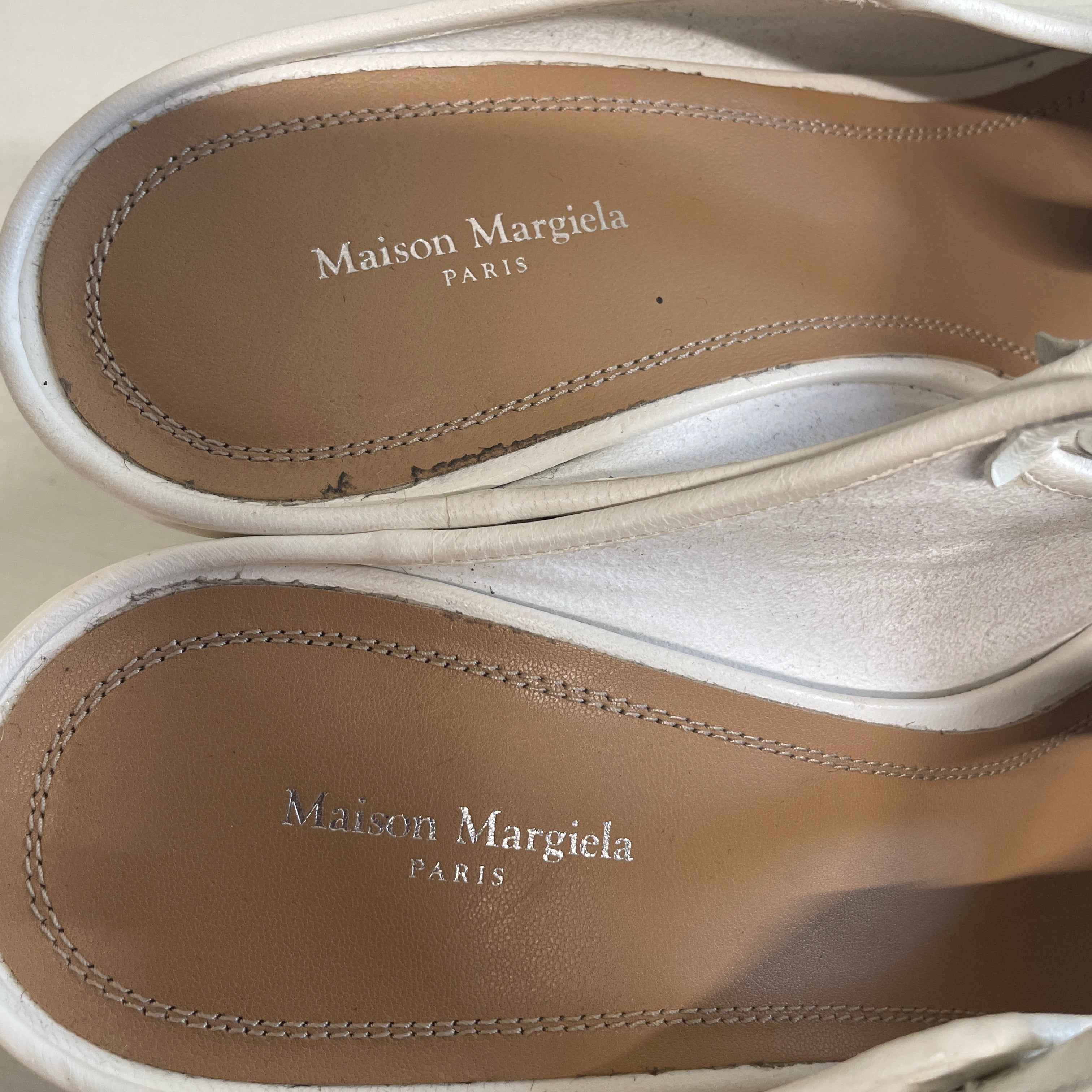 Maison Margiela/Heels/EU 39.5/Leather/WHT/Ankle Strap/TABI NO BACK HEEL view 4