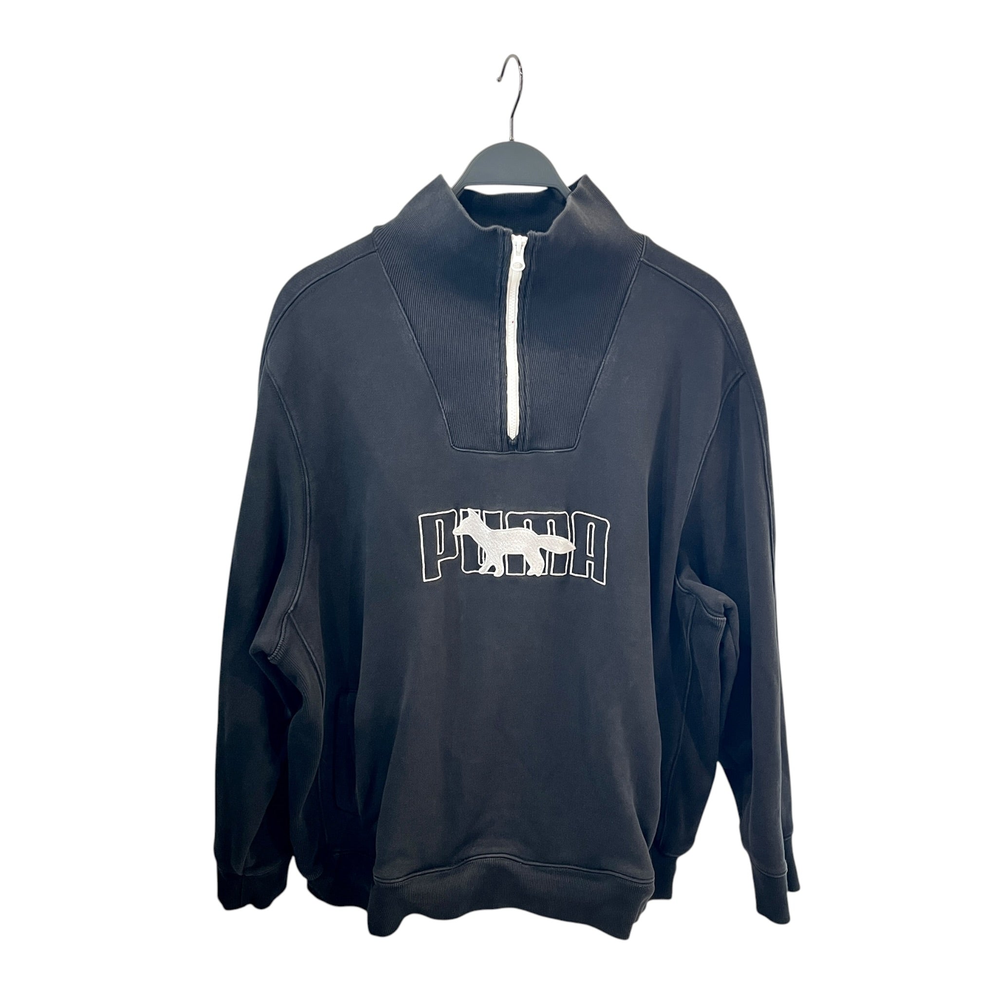 MAISON KITSUNE/PUMA/Sweatshirt/XXL/Cotton/BLK/High Neck/HALF ZIP FOX LOGO view 1