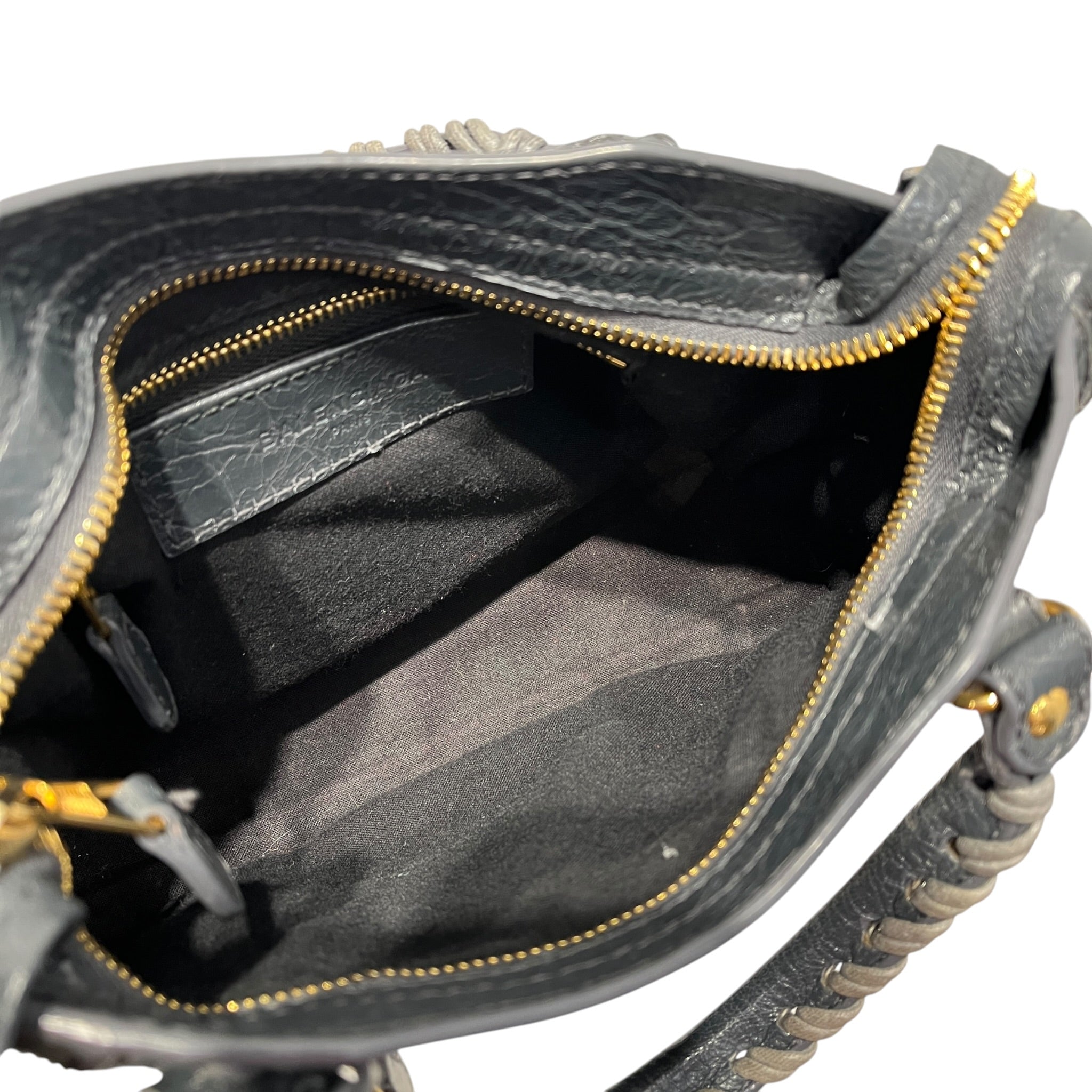 BALENCIAGA/Cross Body Bag/Leather/GRY/Dark Gray Agneau Mini City Bag view 3