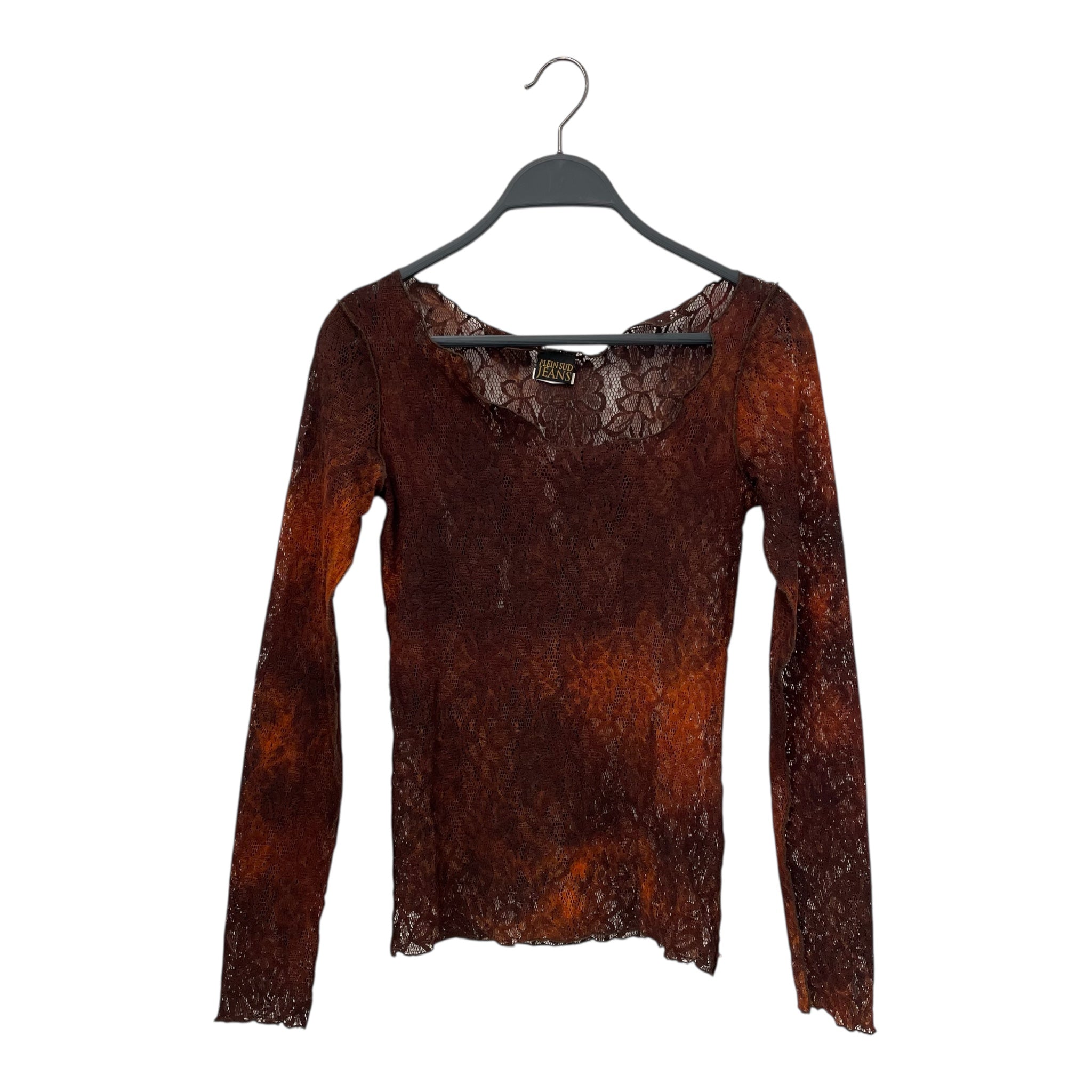 PLEIN SUD JEANS/LS T-Shirt/All Over Print/Polyester/ORN/MESH ORANGE LS view 1