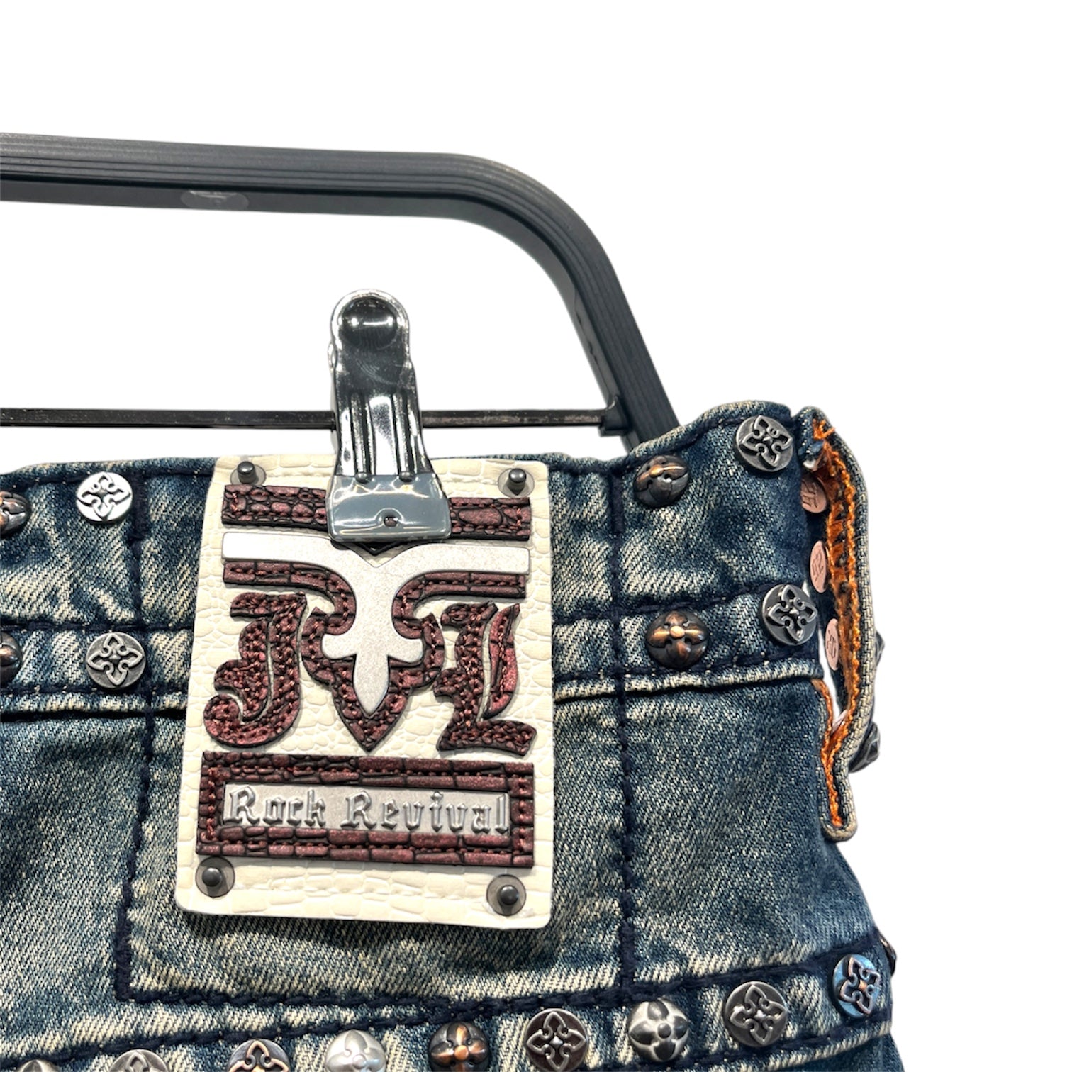 ROCK REVIVAL/JADED LONDON/Pants/32/Denim/BLU/ORANGE STITCHING/STUDS ON WAIS view 3