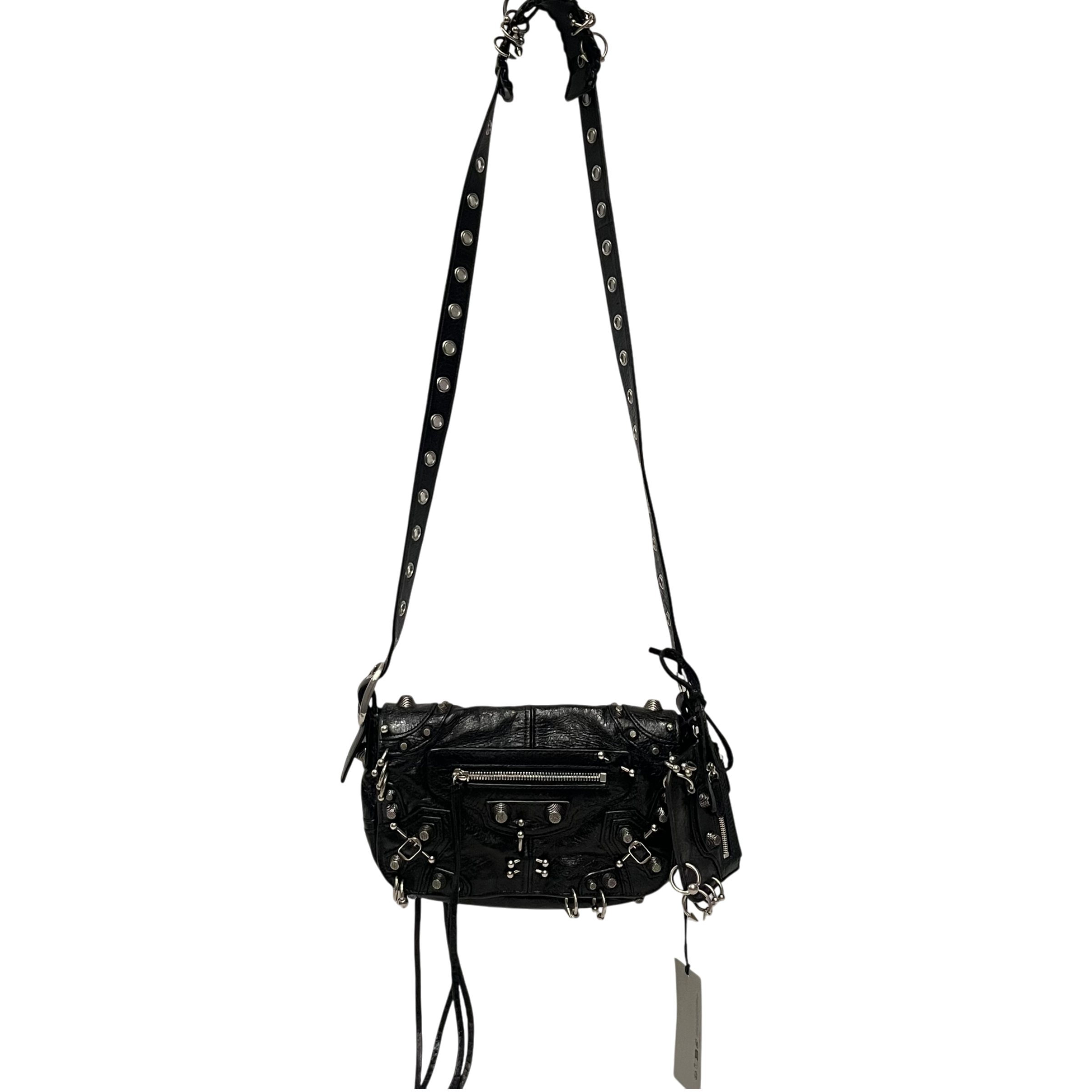 BALENCIAGA/Cross Body Bag/Leather/BLK/pierced view 2