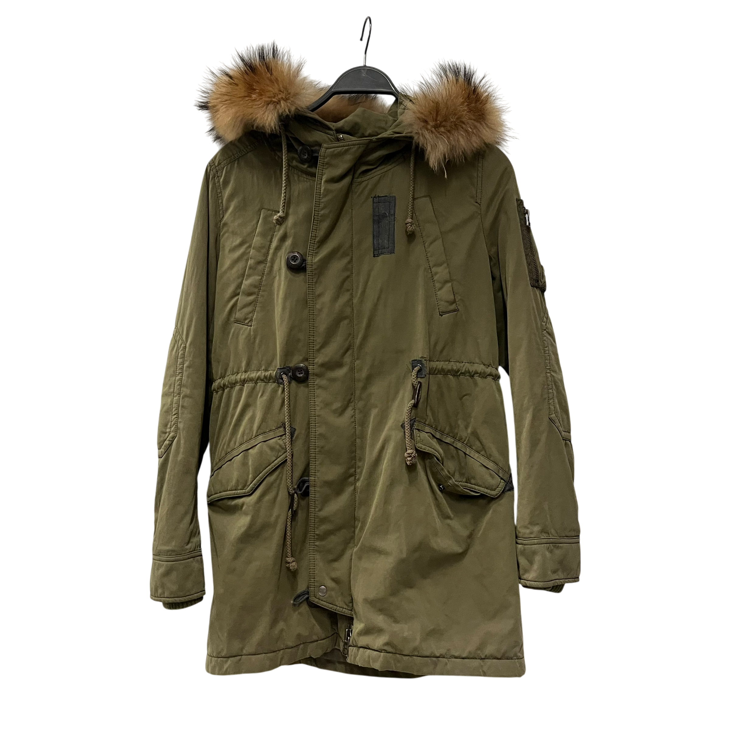 MOUSSY/Mod Parka/M/Polyester/GRN/REAL FUR HOOD TRIM view 1