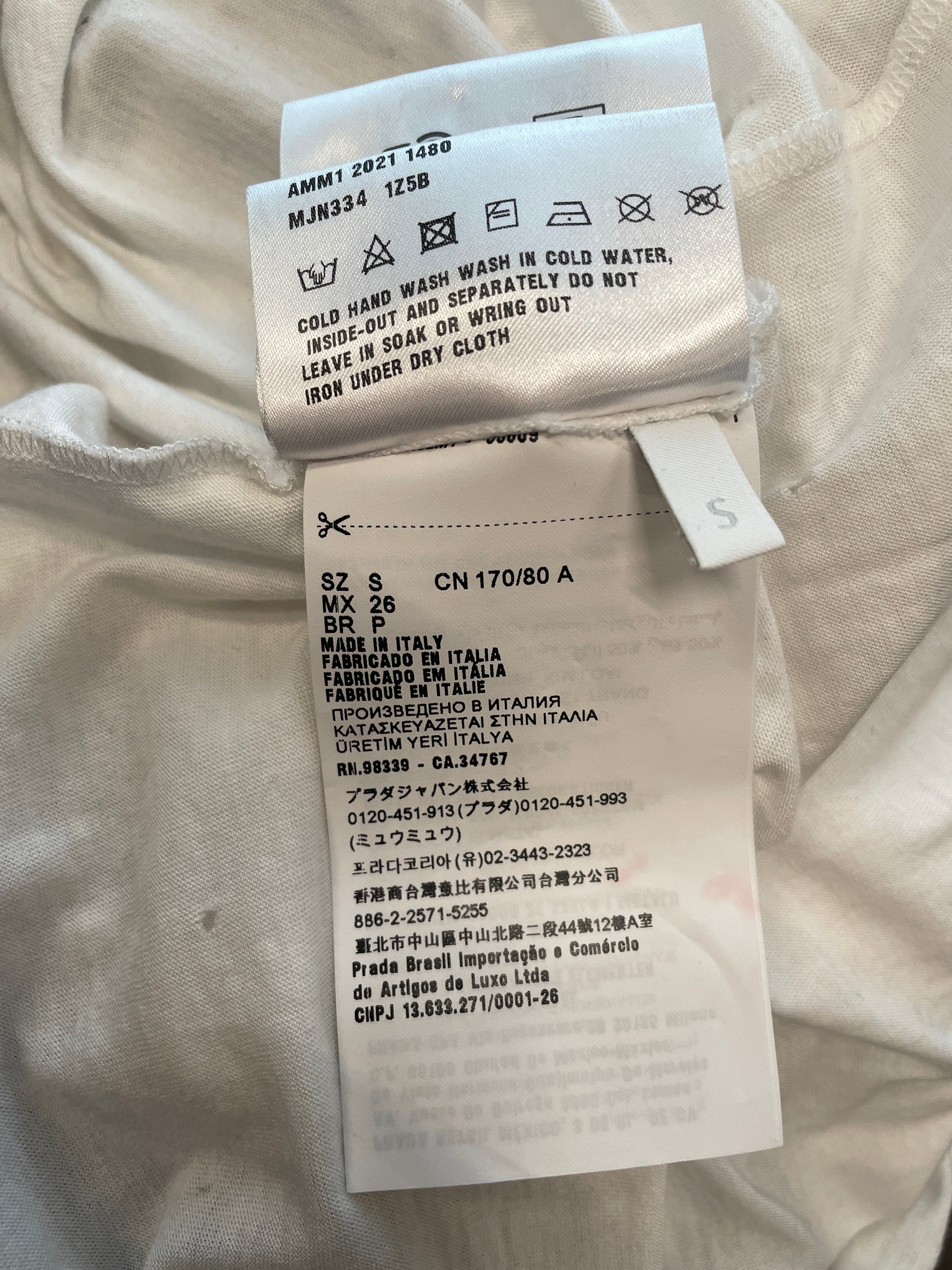 MIU MIU/T-Shirt/S/Cotton/WHT/RHINESTONE NECK\BACK ZIP view 8