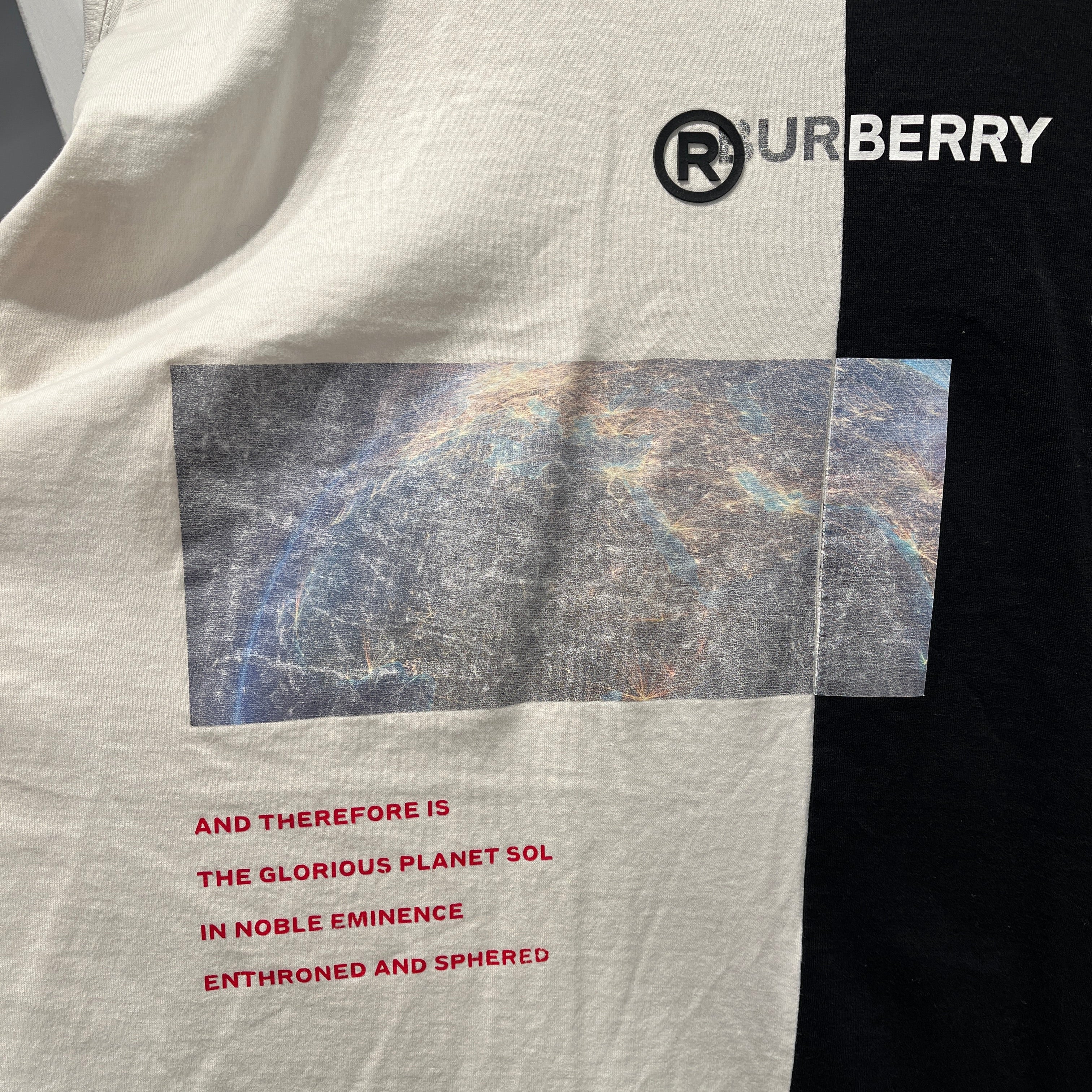 BURBERRY LONDON/LS T-Shirt/L/Cotton/BLK/Graphic/cut-out sleeve montage print view 3