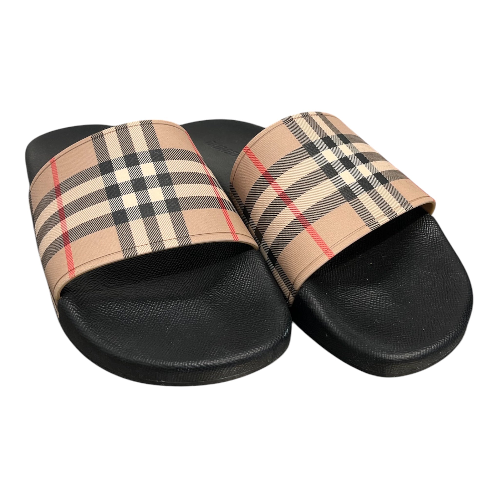 BURBERRY/Sandals/EU 44/Plaid/KHK/SIGNATURE VINTAGE CHECK SLIDES view 1