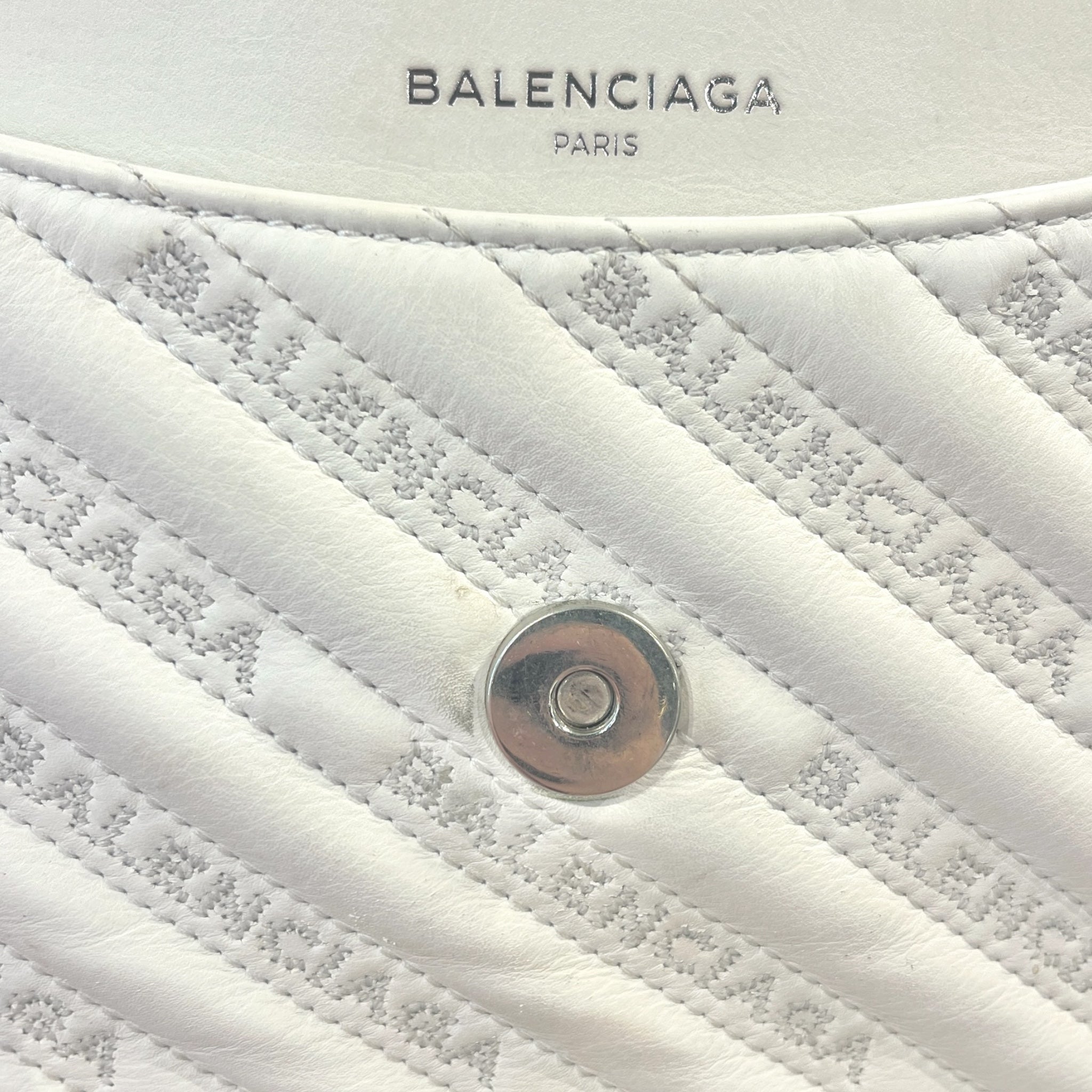 BALENCIAGA/Clutch Bag/Leather/WHT/BB CHAIN ROUND MEDIUM view 6