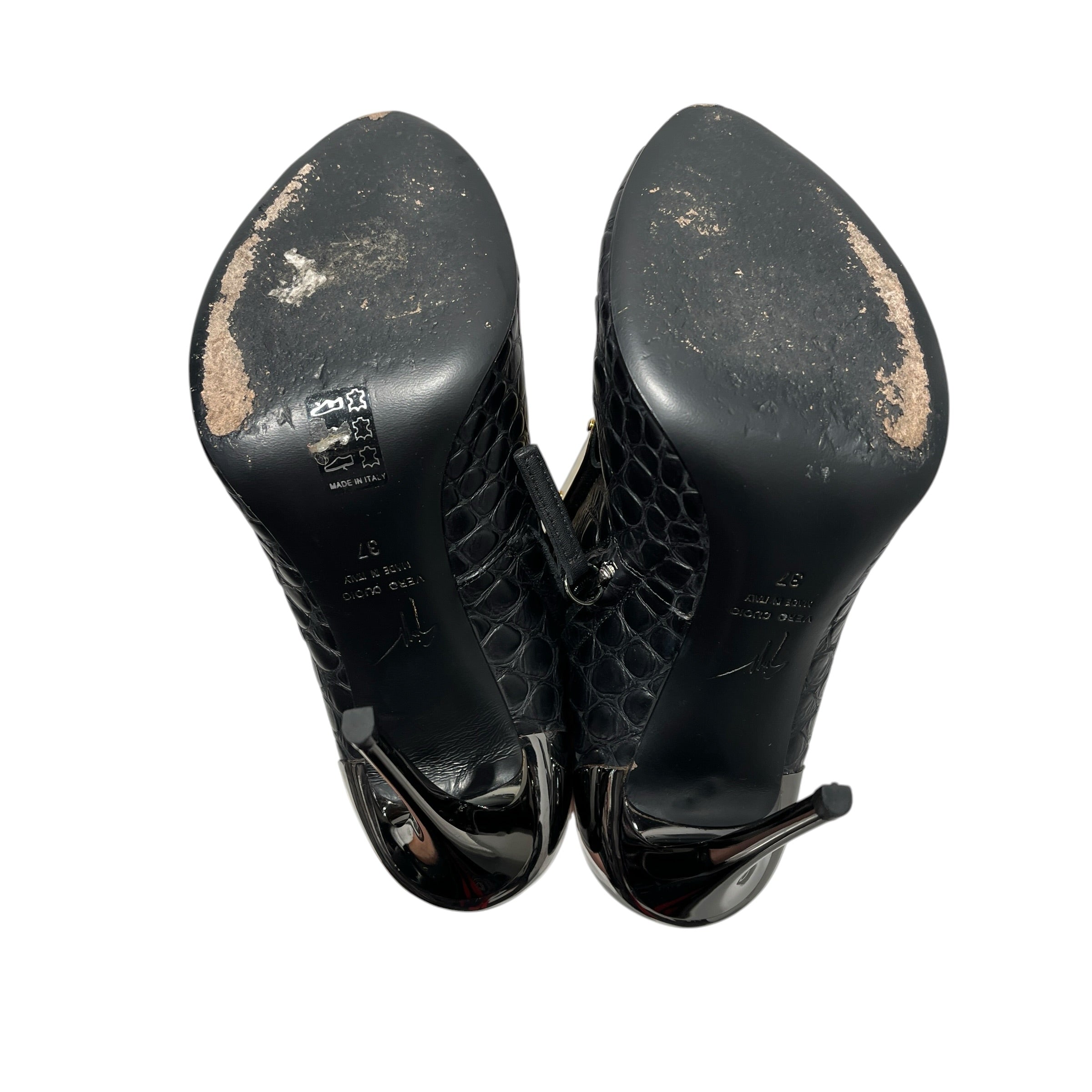 Giuseppe Zanotti/Heels/EU 37/Animal Pattern/Leather/BLK/croc embossed gold plate view 12