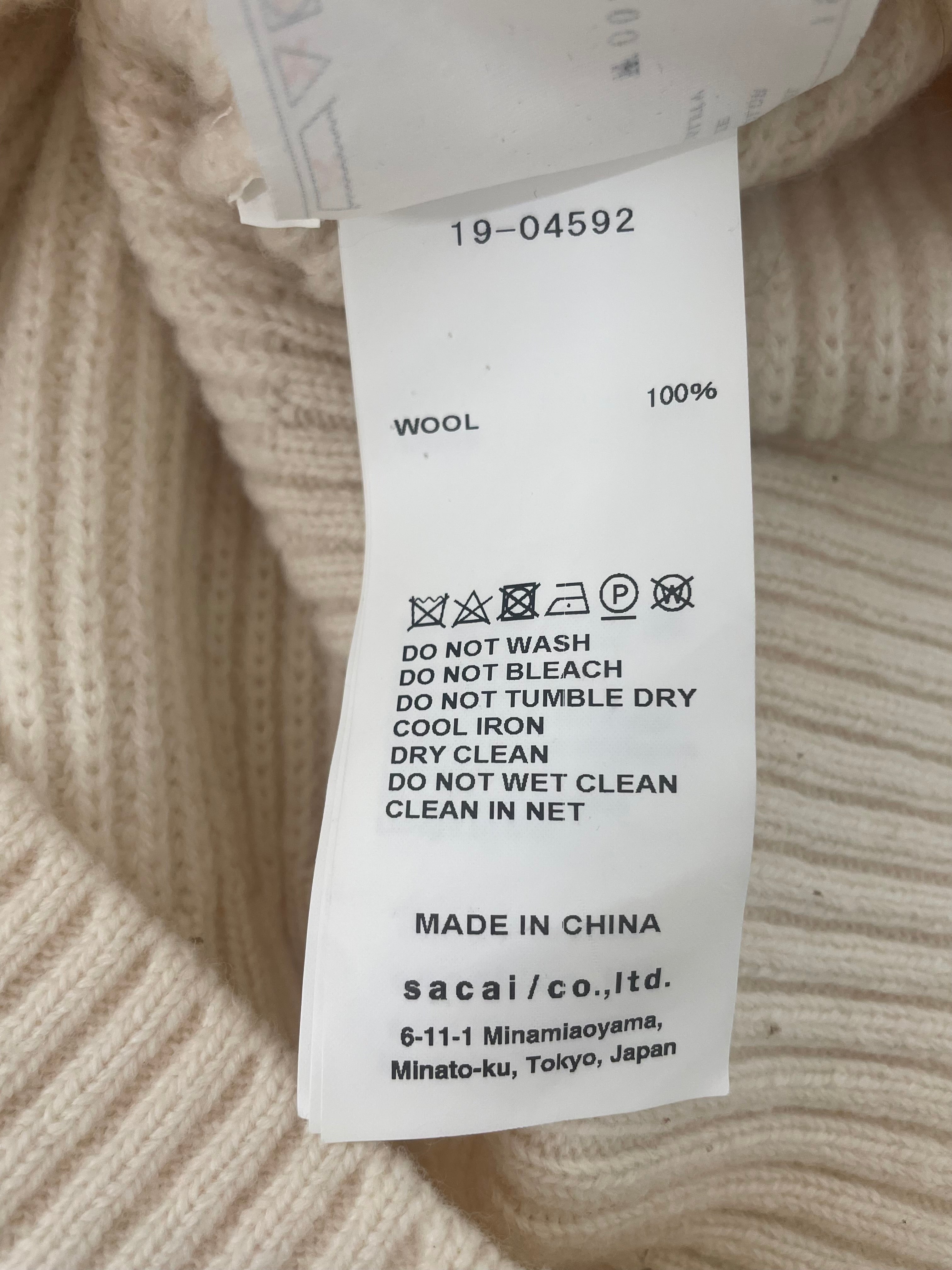 Sacai/Sweater/3/Wool/CRM/Layered/ONE SIDED SCARF KNIT SWEATER view 4