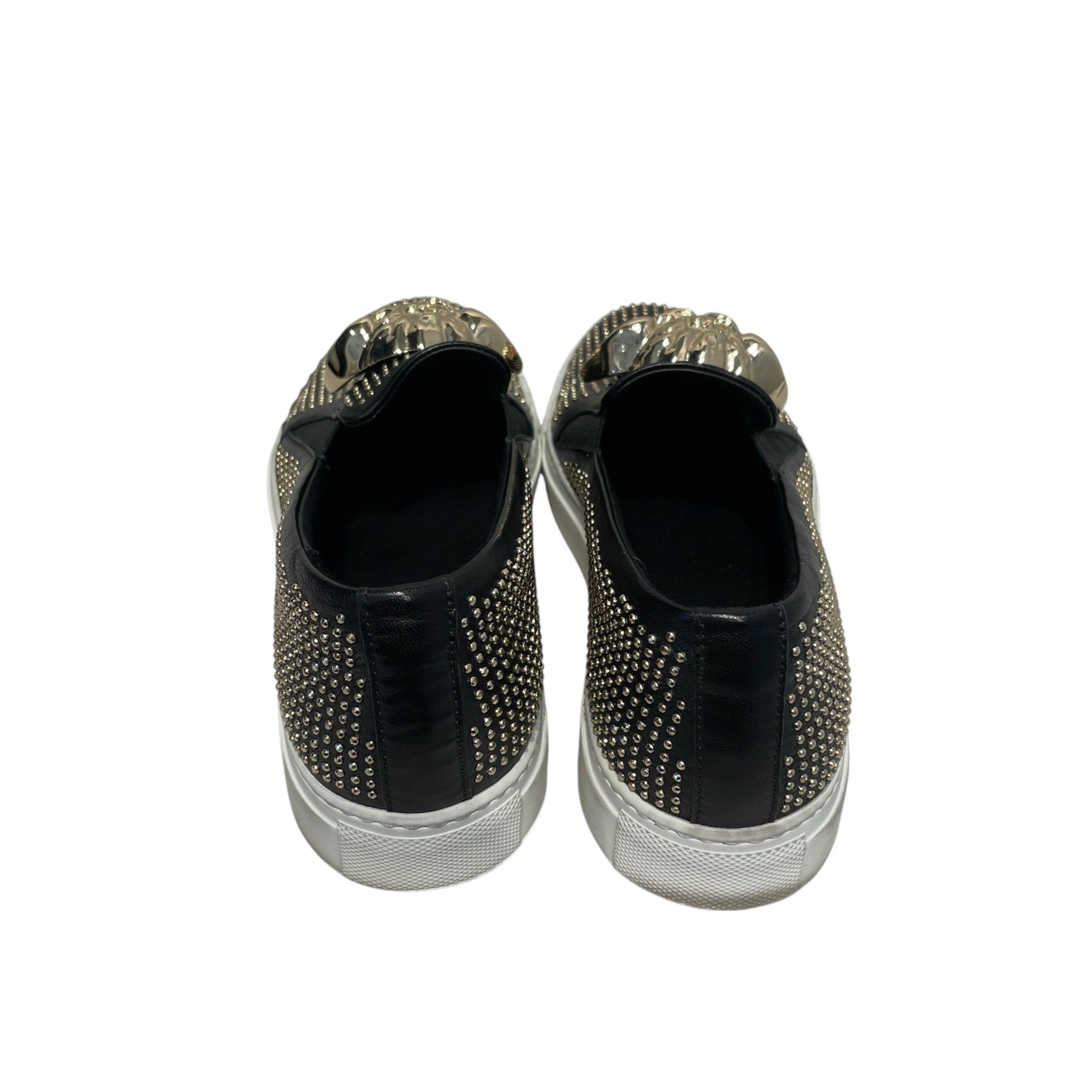 VERSACE/Loafers/EU 37.5/All Over Print/Leather/BLK/Medusa Studded Slip-on view 4